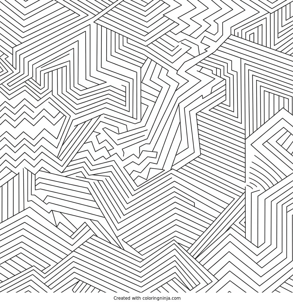 Coloring page of create a page with different zigzag lines

