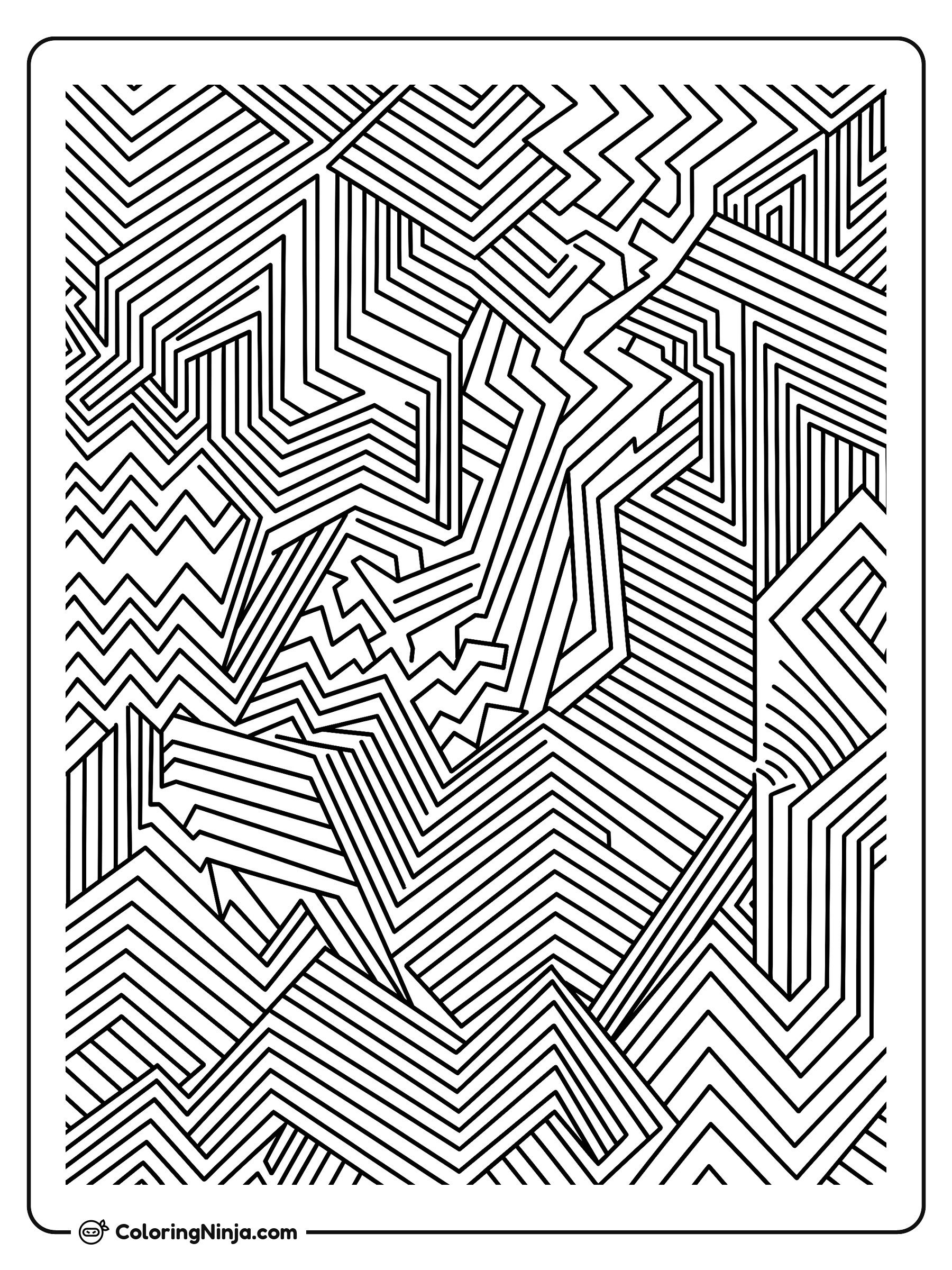 Patrón abstracto de líneas en zig zag: dibujo para colorear