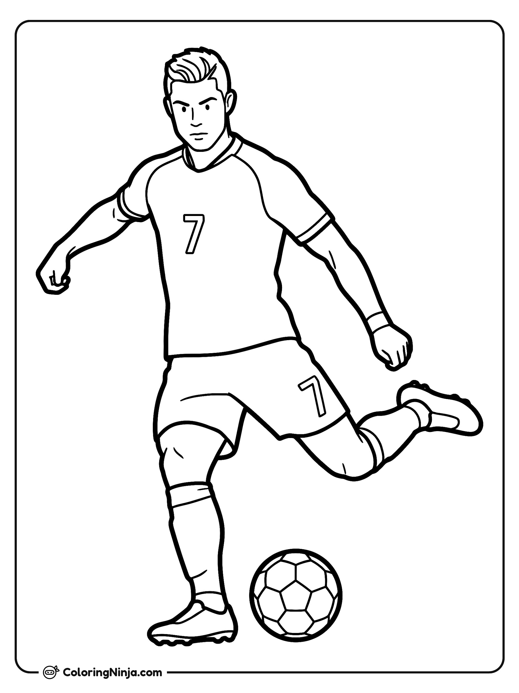 Cristiano Ronaldo Striking Ball Coloring Page