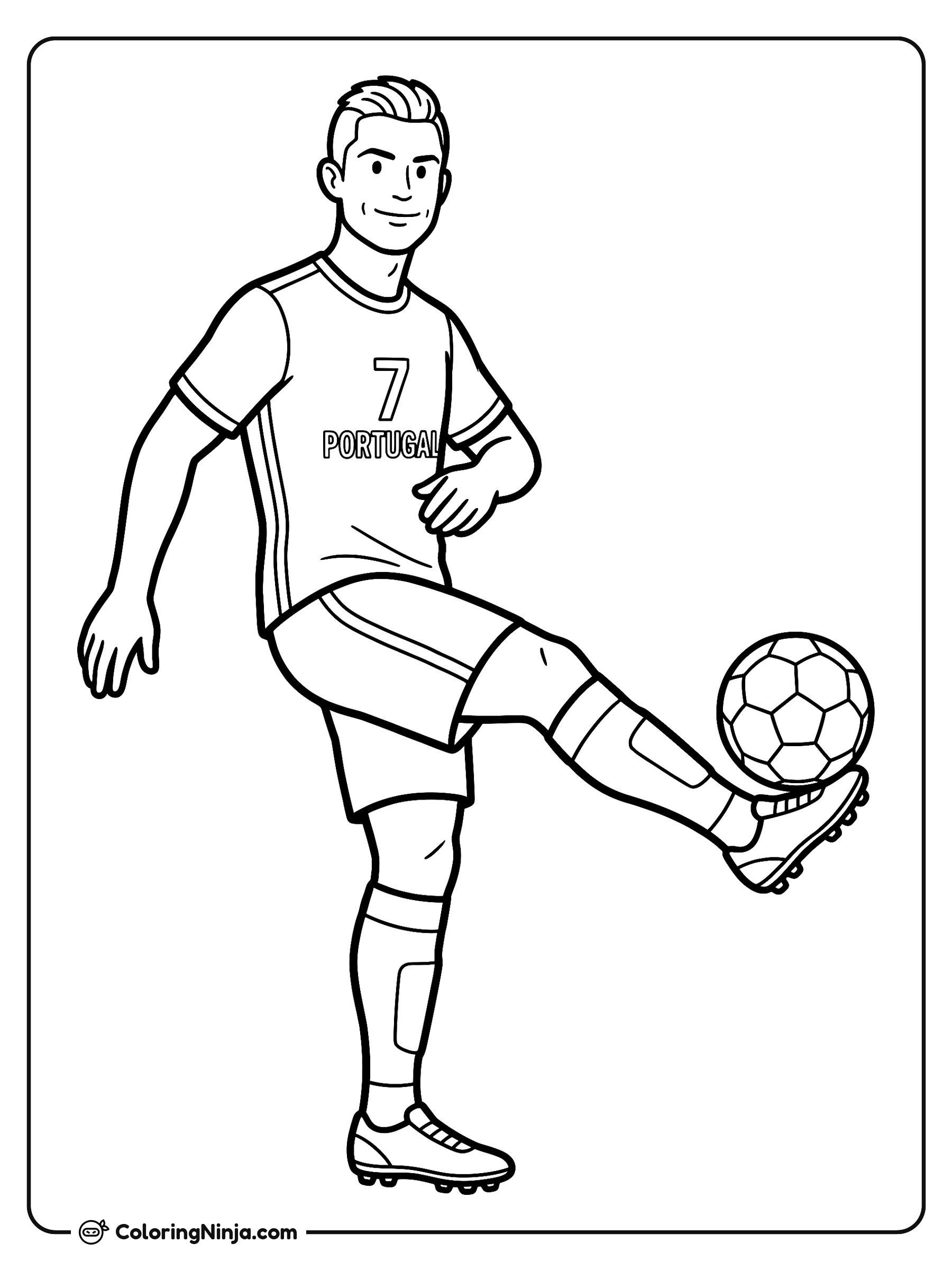 Cristiano Ronaldo Balancing Ball Coloring Page