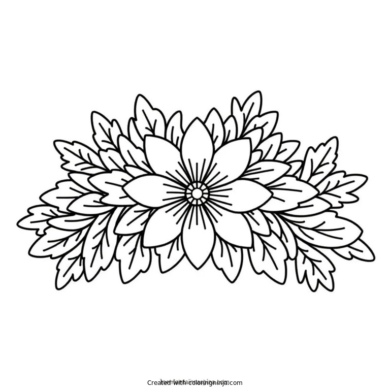 A coloring page of a crown of flowers