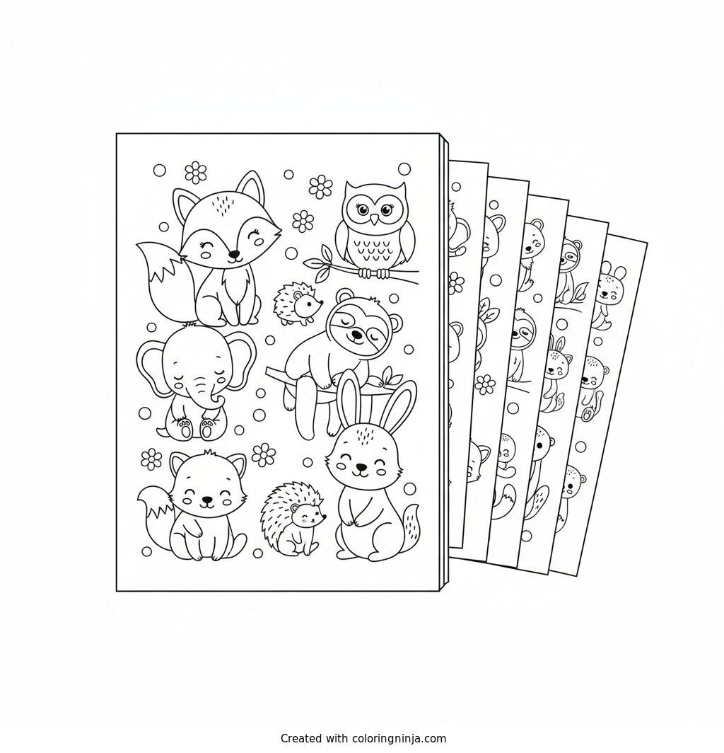 Cute Animals 20 Pages Coloring Books with Cover