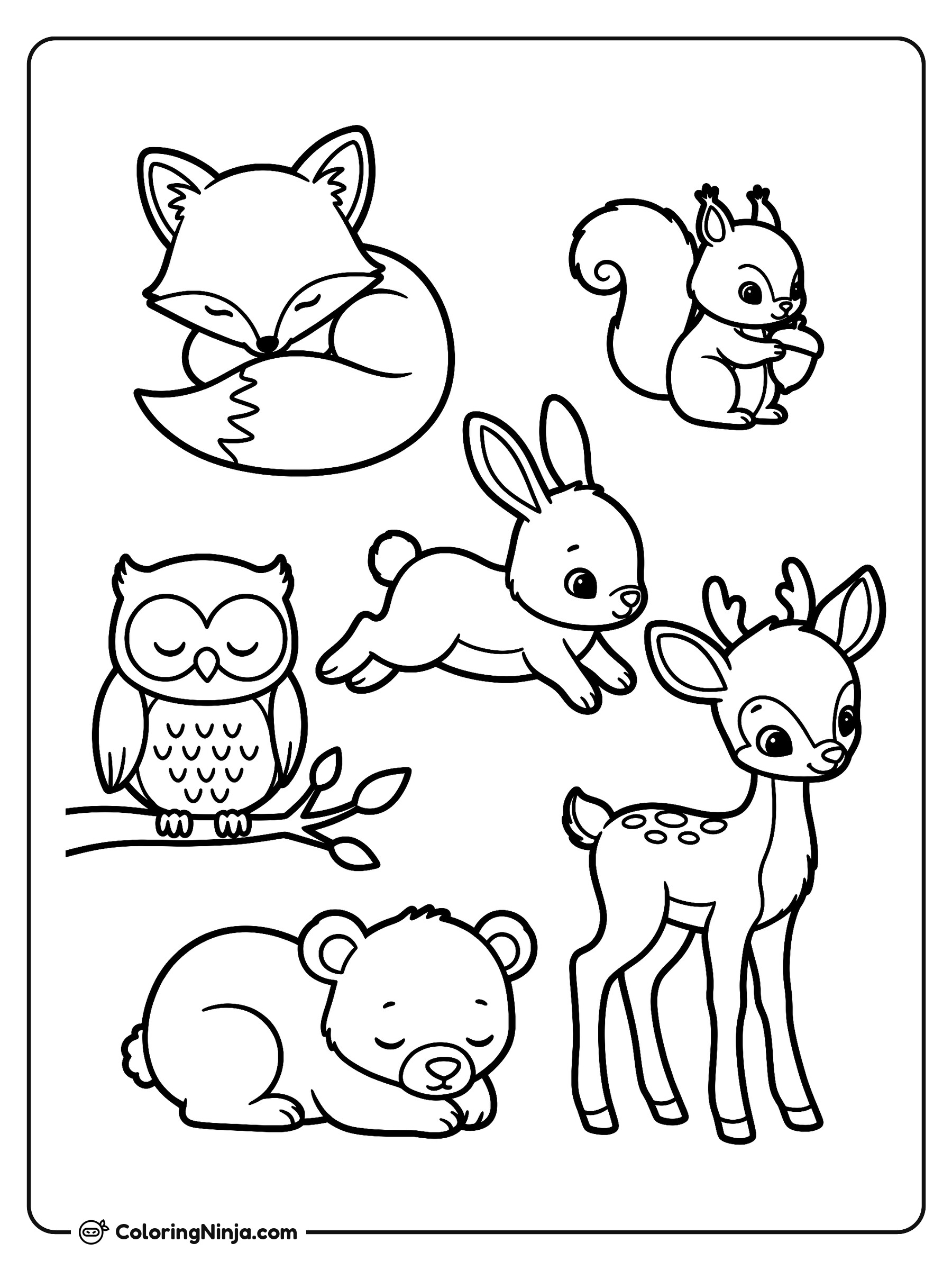 Cute Animals Coloring Page