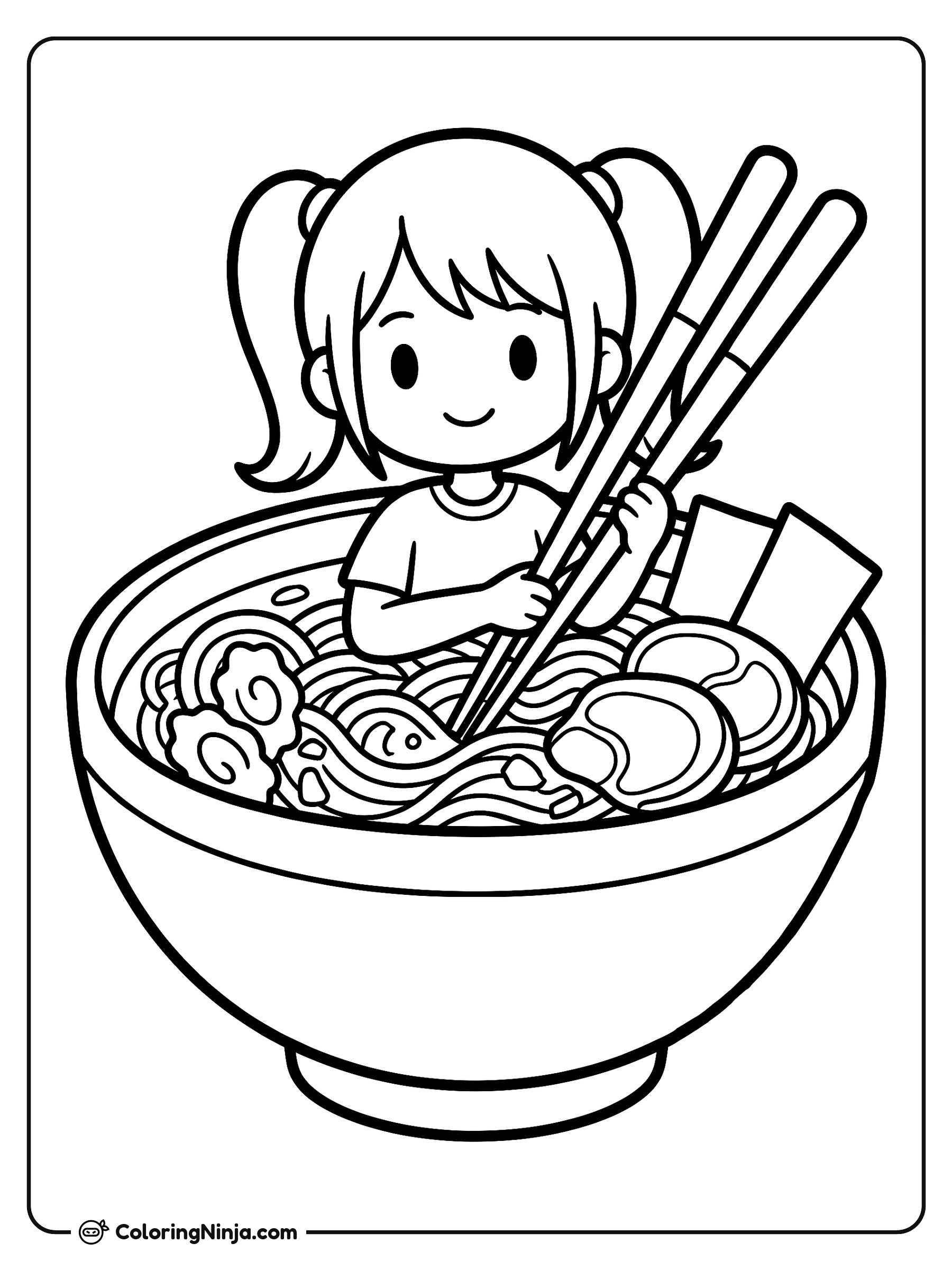 Giant Bowl of Tasty Ramen Coloring Page