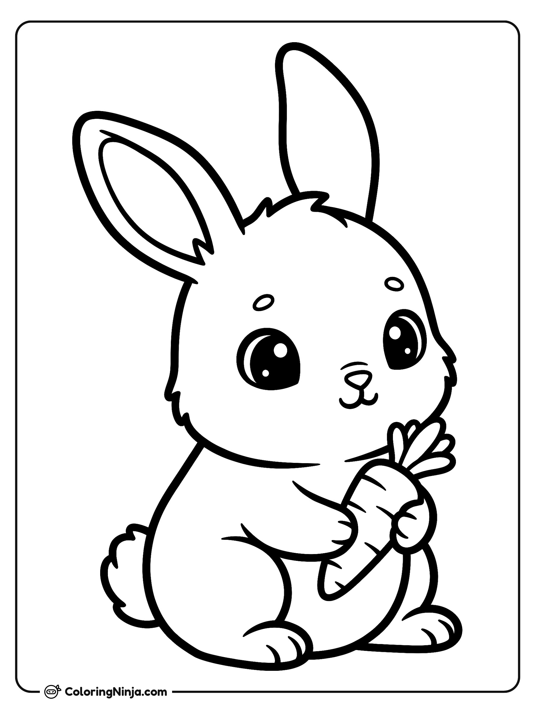 Lindo conejito con una zanahoria: dibujo para colorear