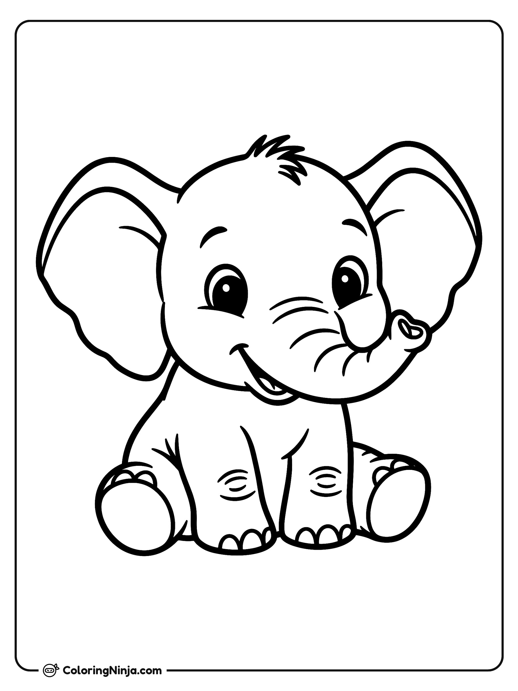 Lindo elefante bebé feliz: dibujo para colorear