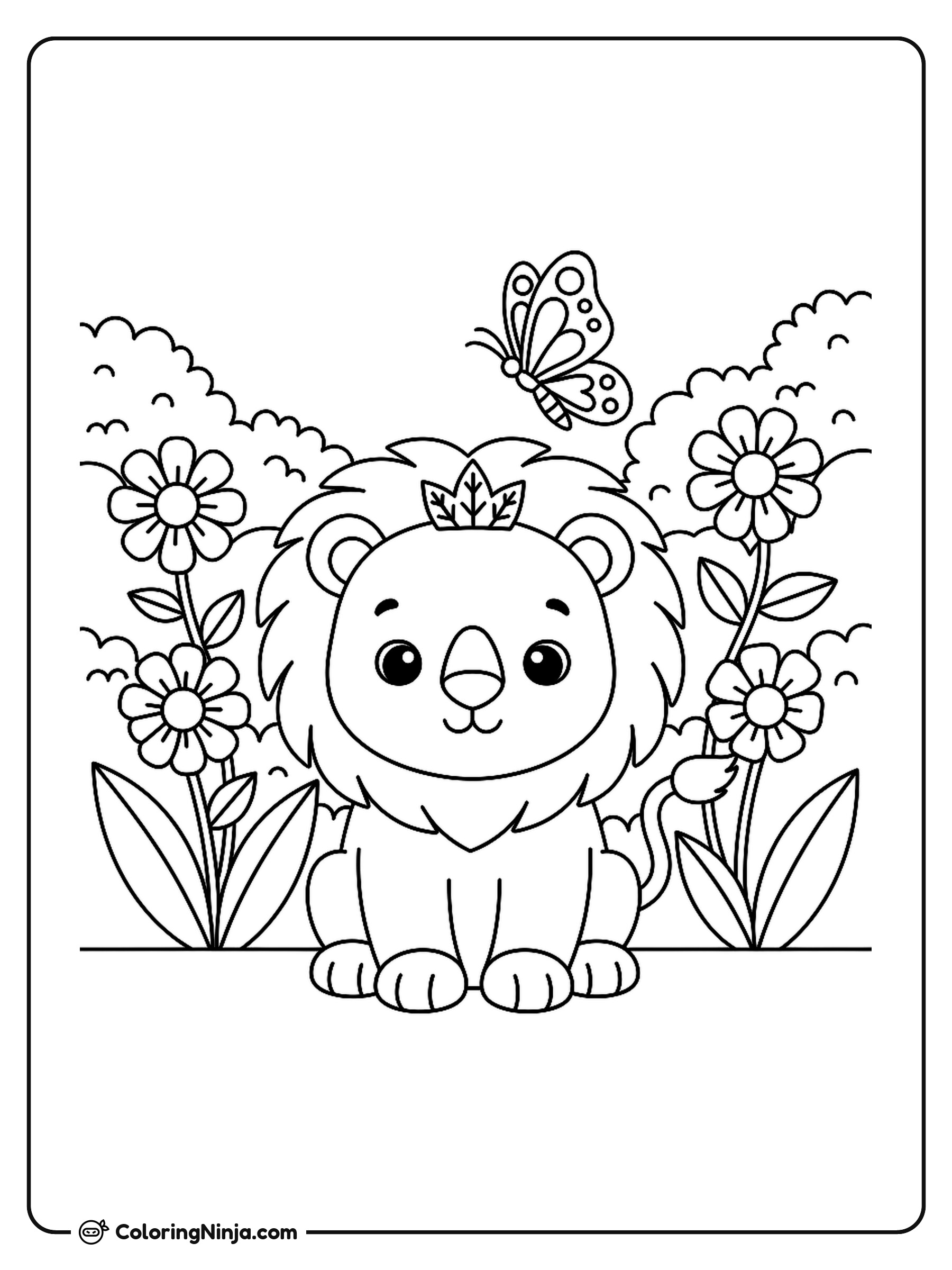 A Cute Baby Lion Coloring Page