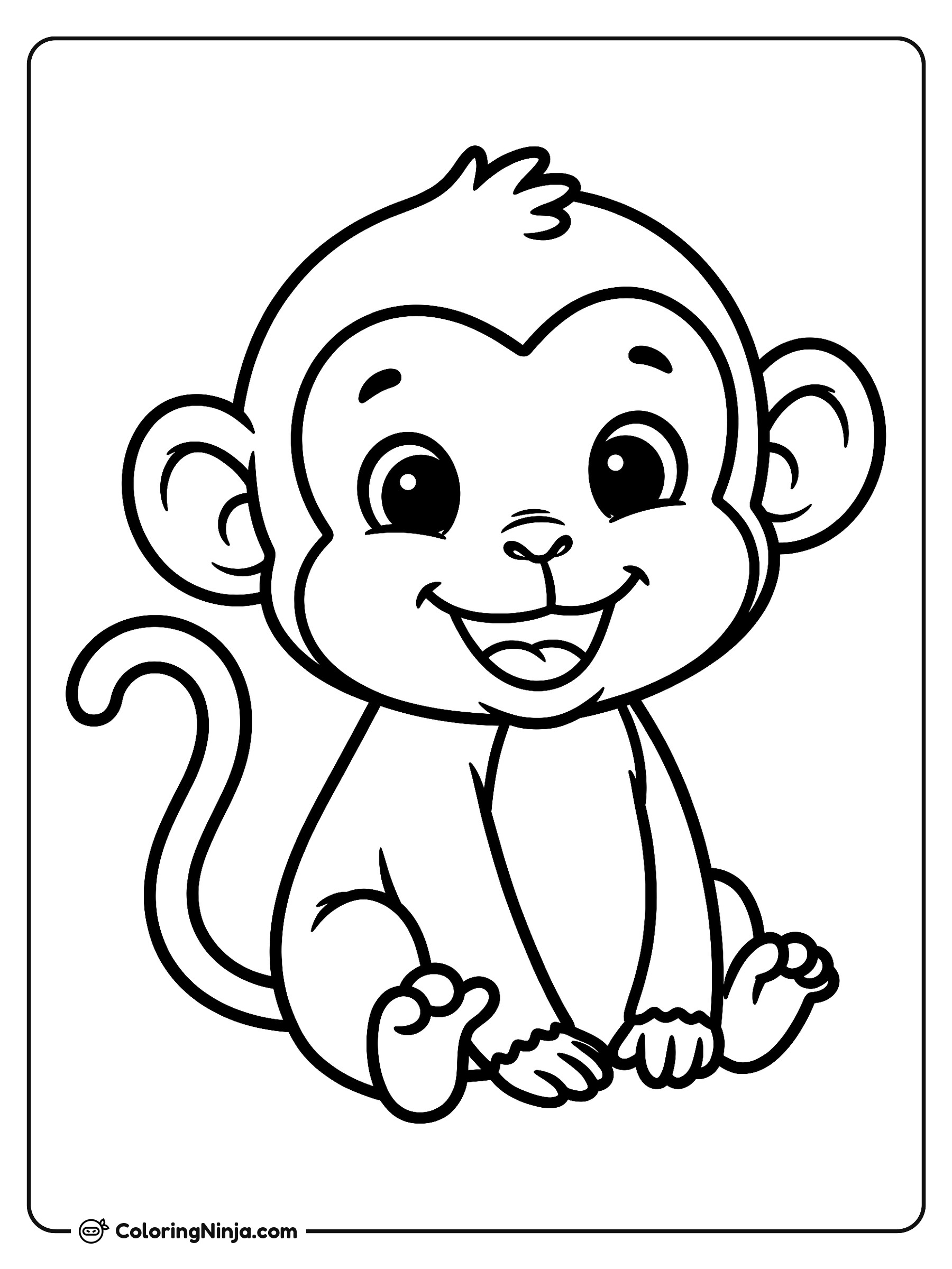 Lindo monito bebe sonriente: dibujo para colorear