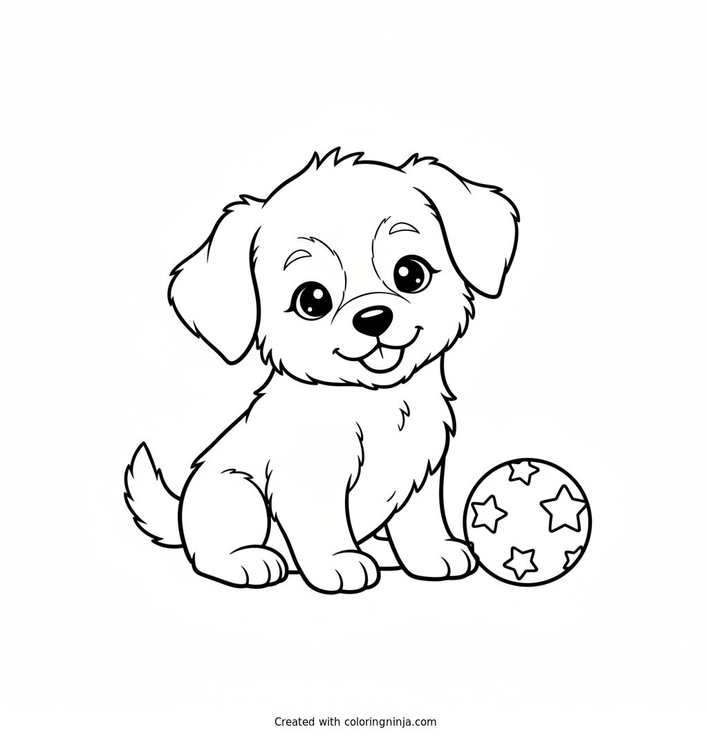 A Cute Baby Puppy Coloring Page