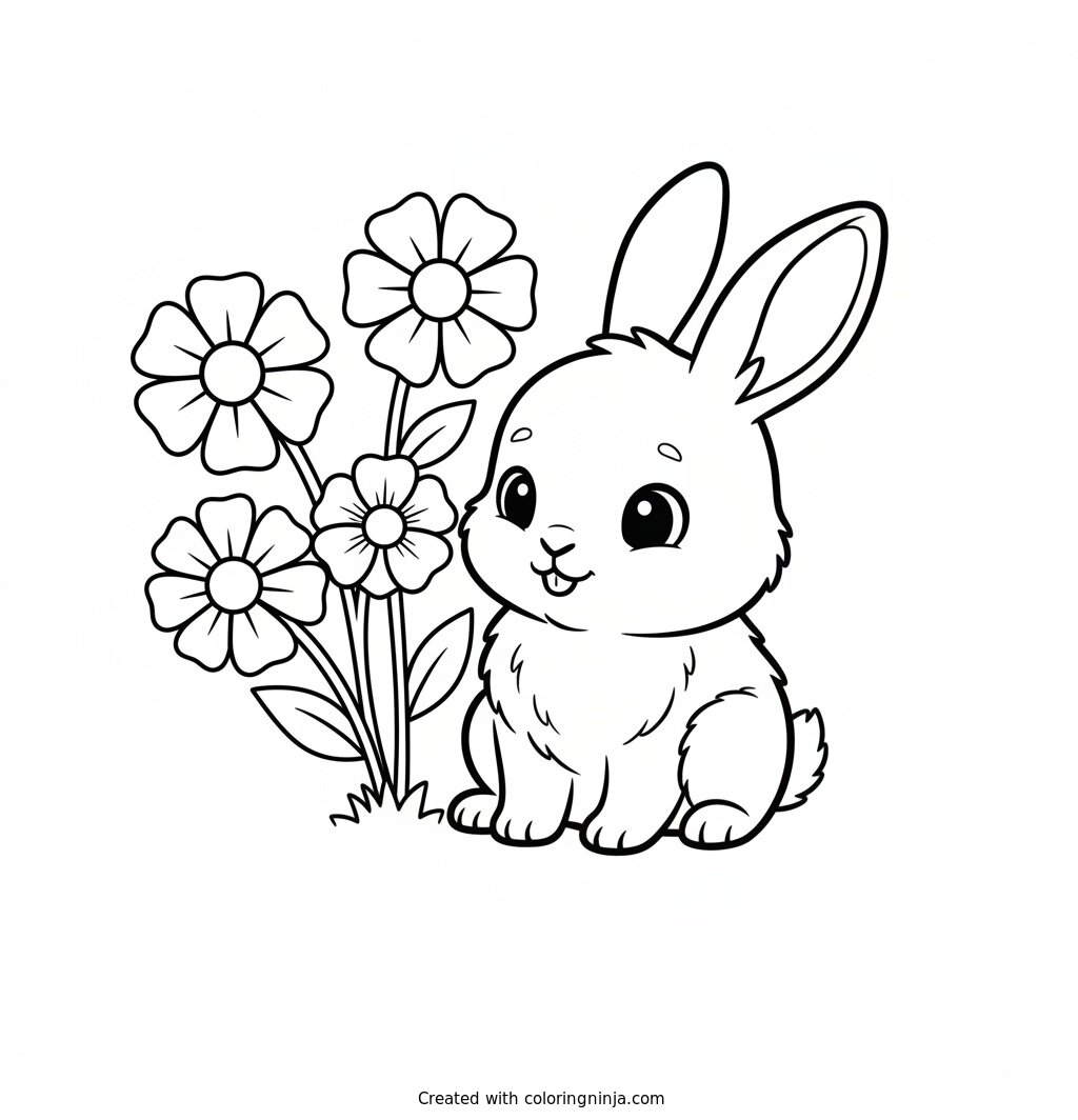 A Cute Baby Rabbit Coloring Page