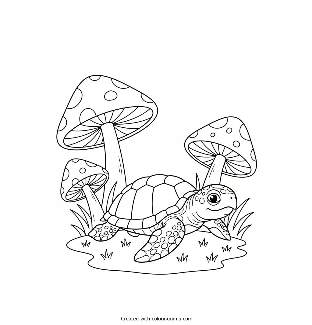A Cute Baby Turtle Coloring Page