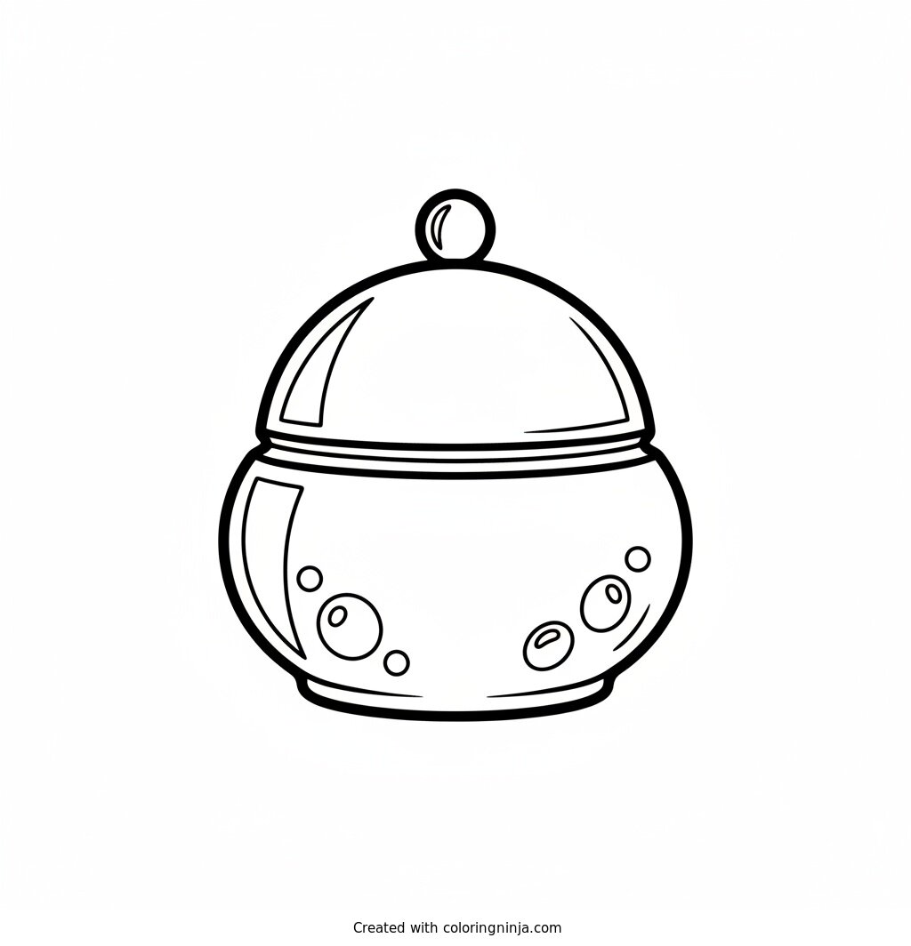 Coloring page of Cute bubble-shaped skincare jar with a lid