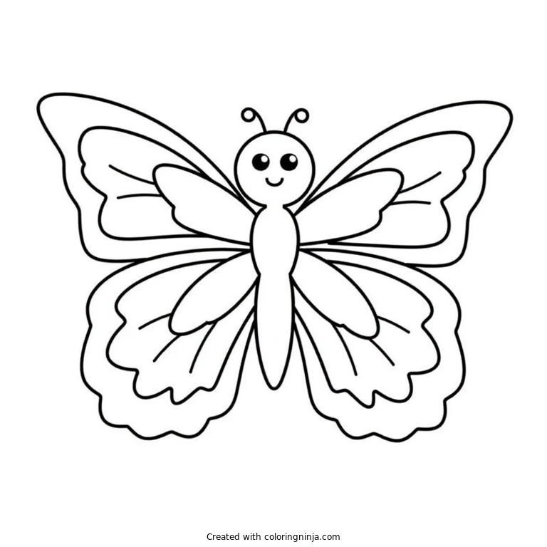 A coloring page of cute butterfly