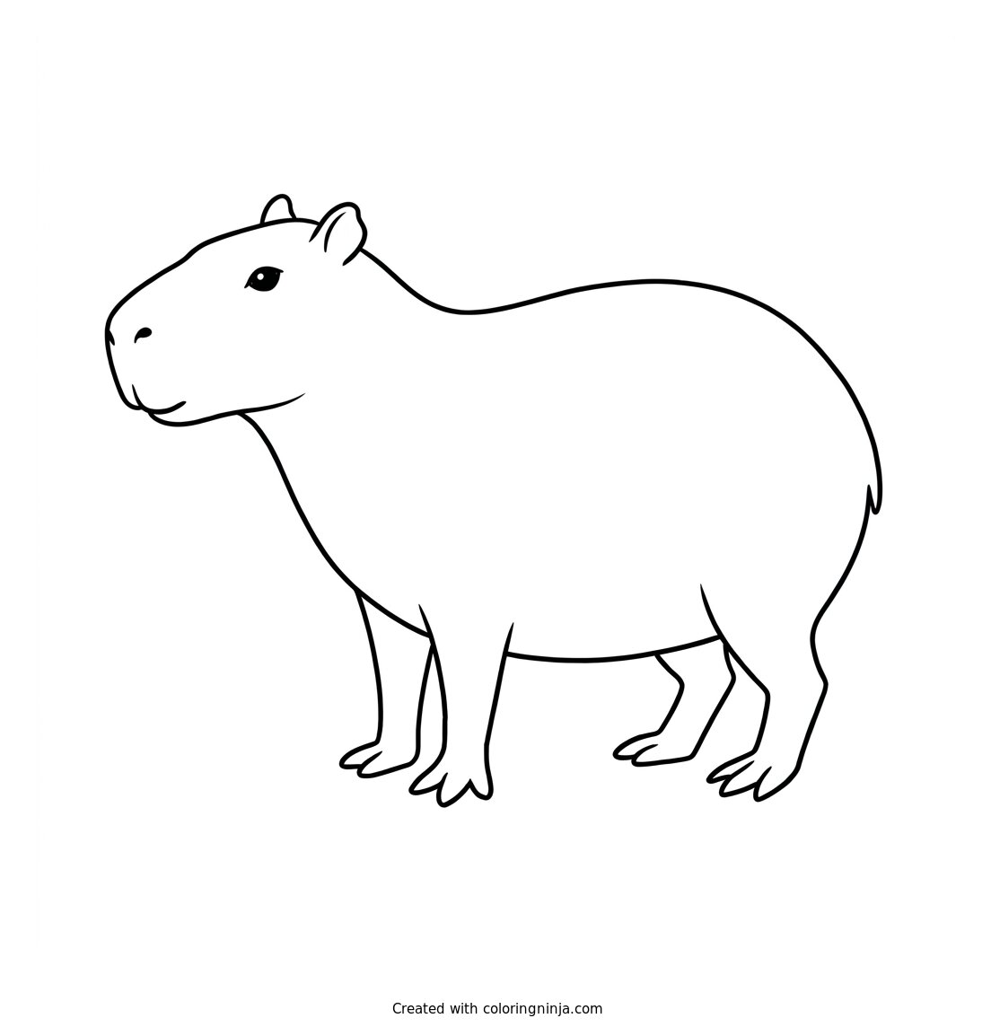 A Cute Capybara Coloring Page