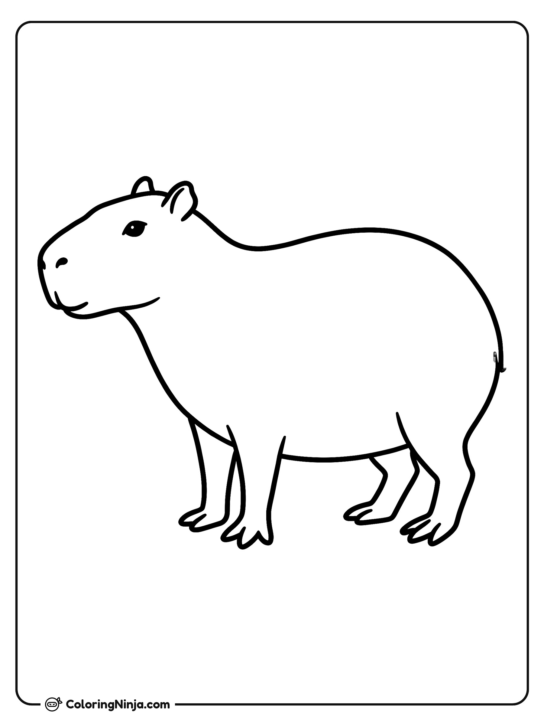 Un tierno carpincho de perfil: dibujo para colorear