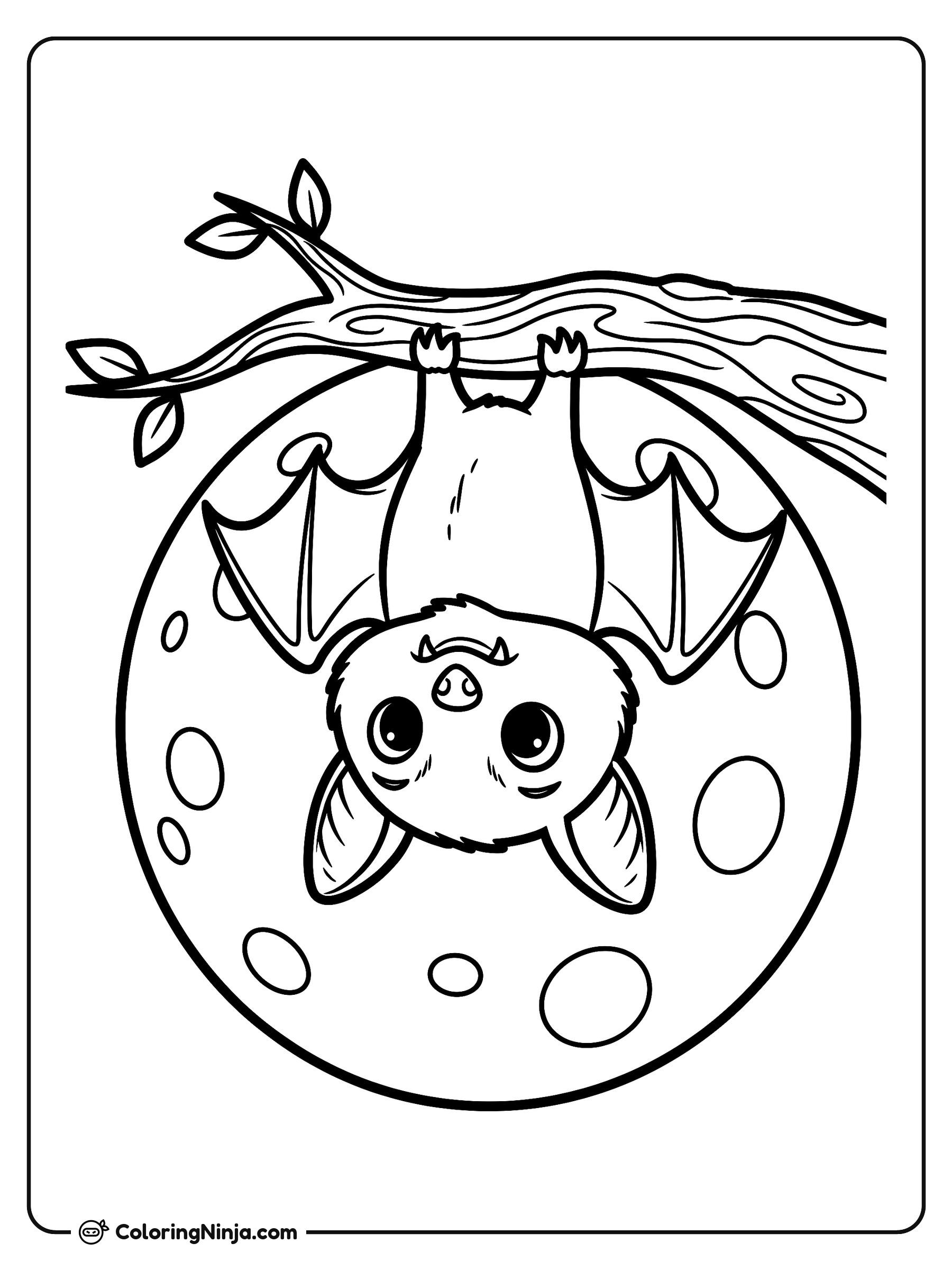 Pequeño Murciélago bajo la Luz de la Luna: dibujo para colorear