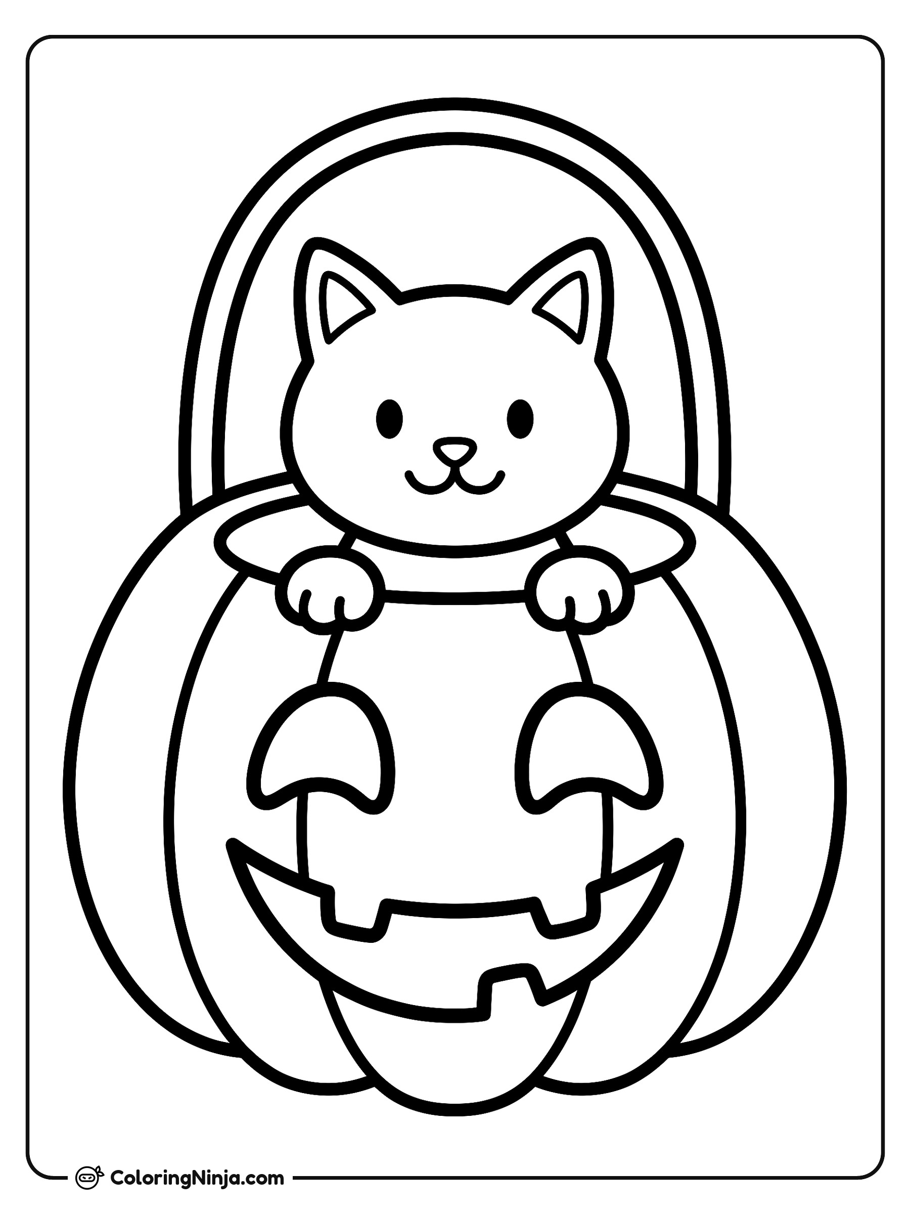 Little Cat in a Bucket Coloring Page