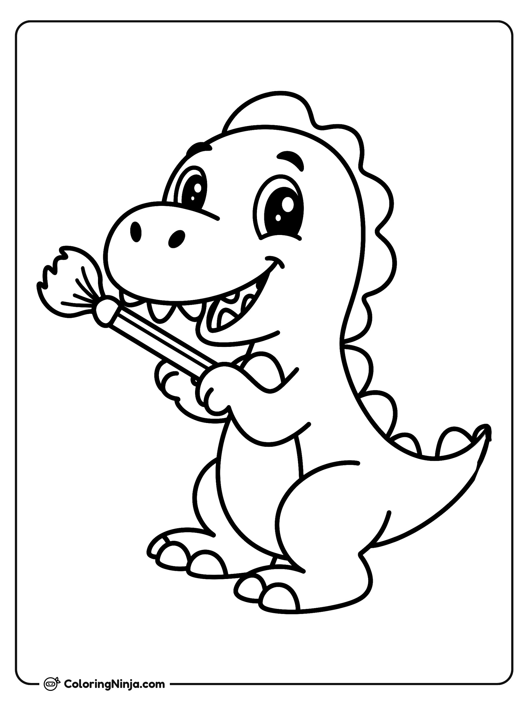 Dinosaurio lavándose los dientes: dibujo para colorear