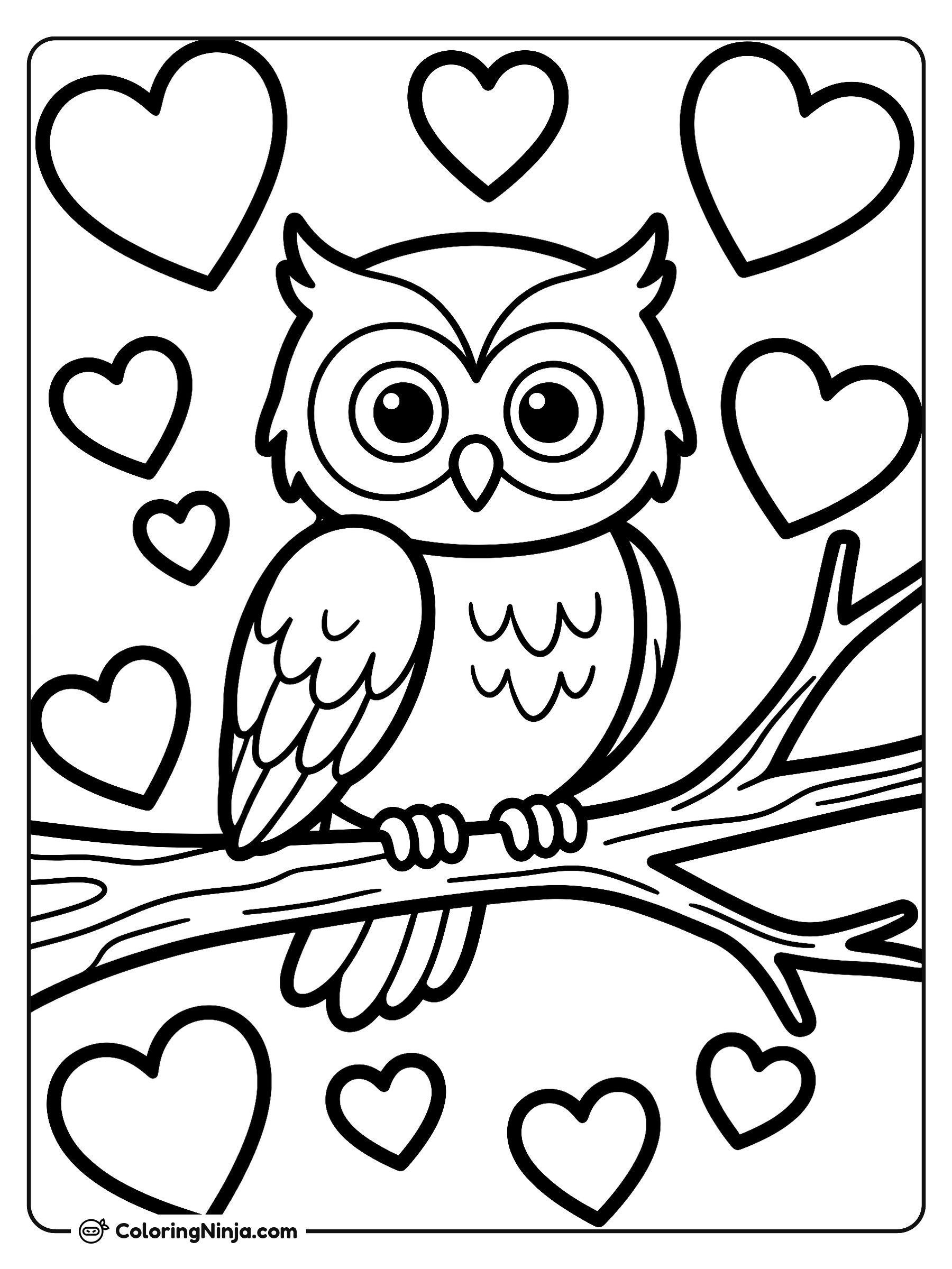 Sweet Owl in the Trees Coloring Page