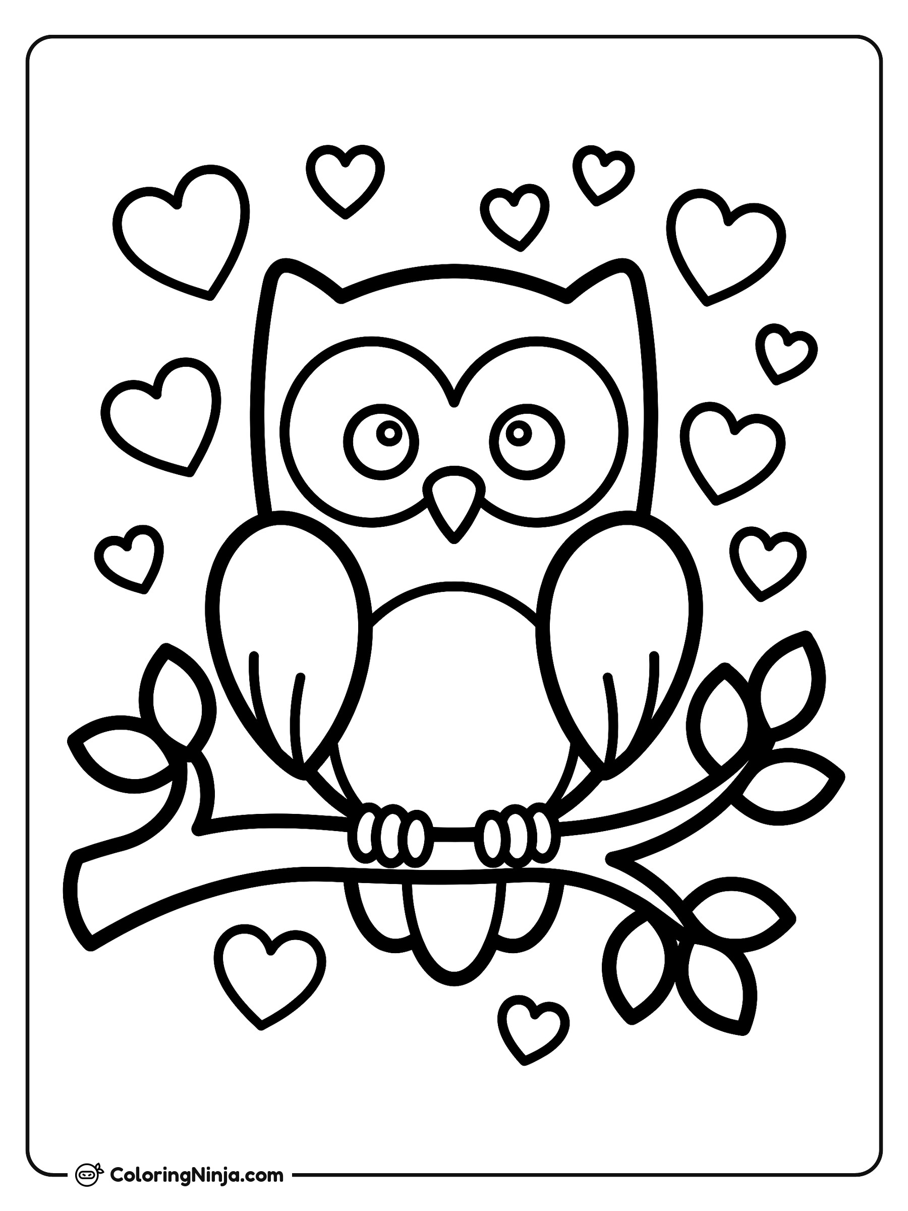 Lindo Búho en la Rama: dibujo para colorear