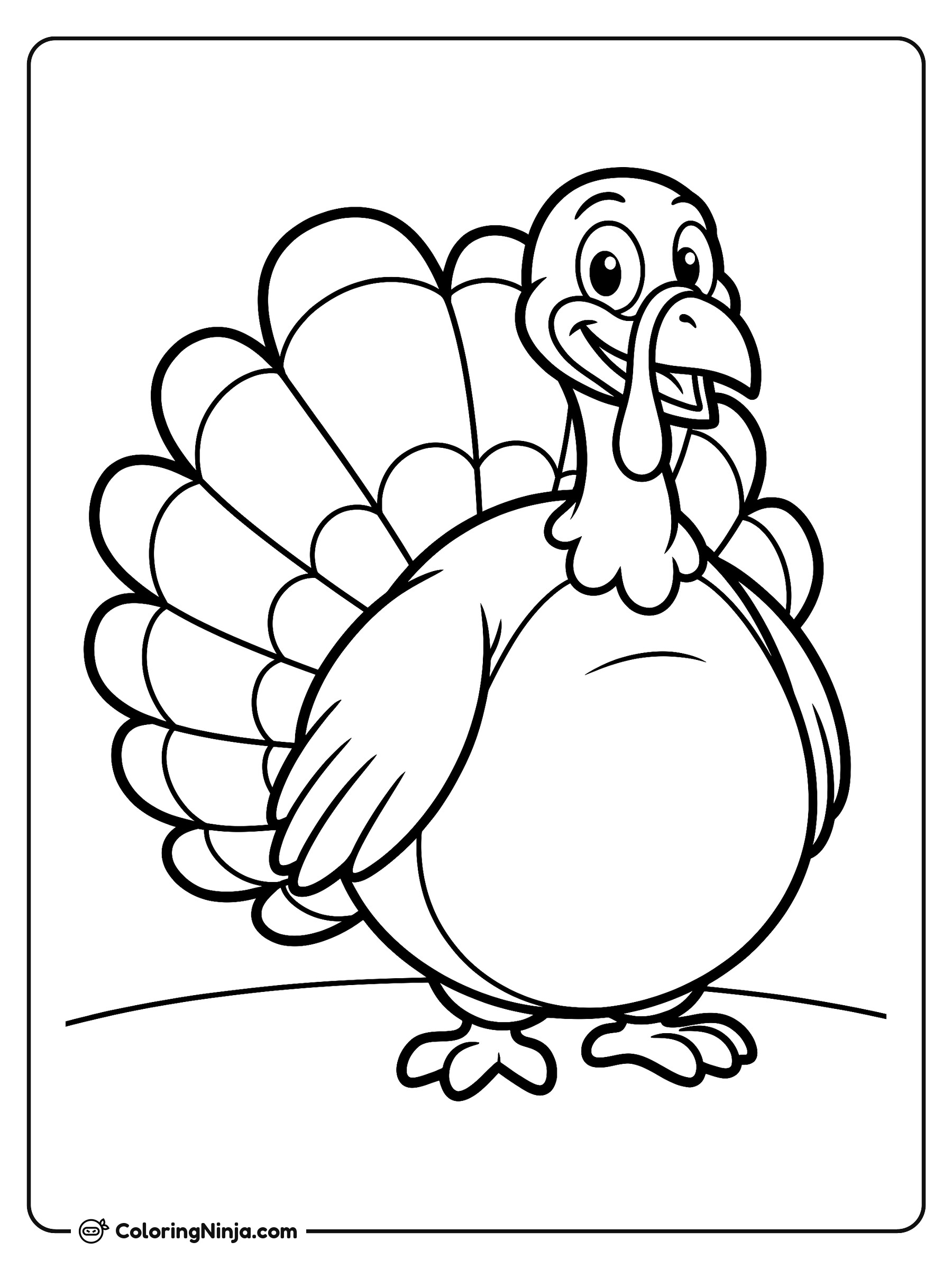 Cheerful Little Toddler Turkey Coloring Page