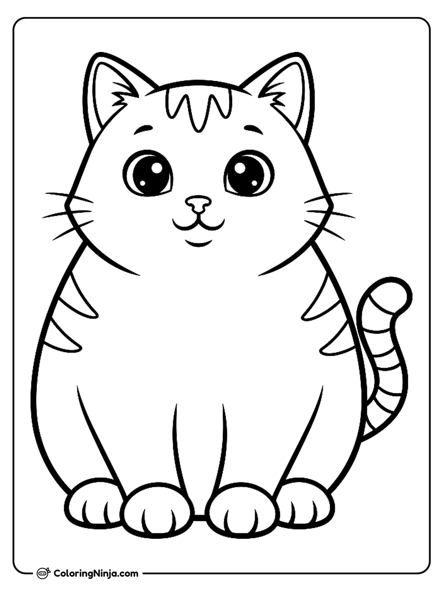 Cute Cat Coloring Page
