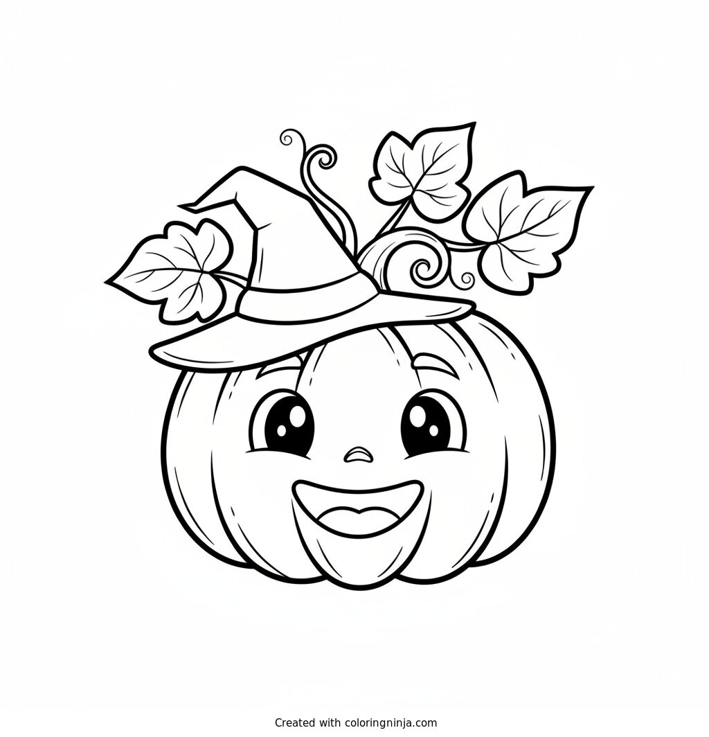 Cute Friendly Pumpkin Coloring Page