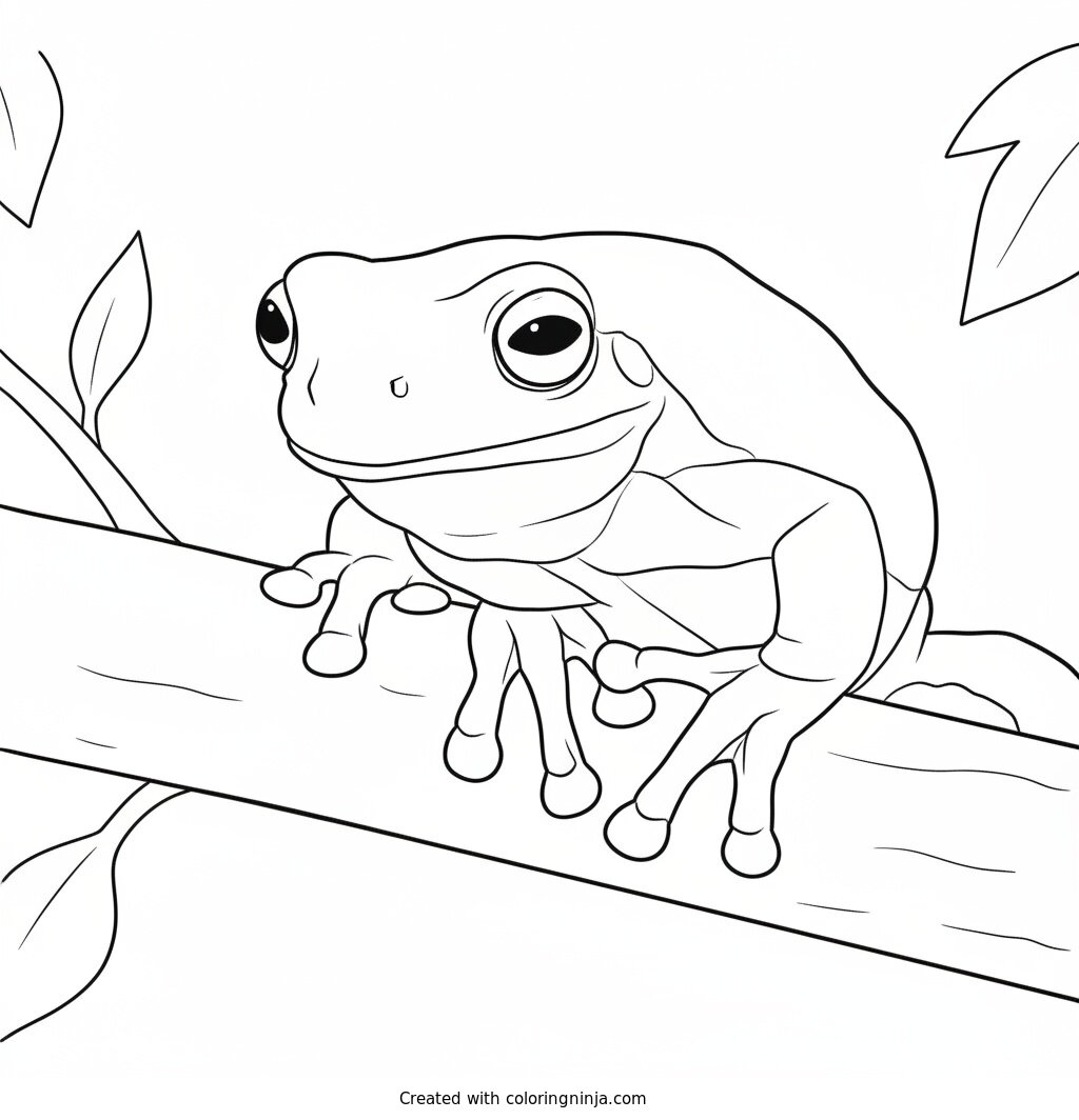 Coloring page of cute frog