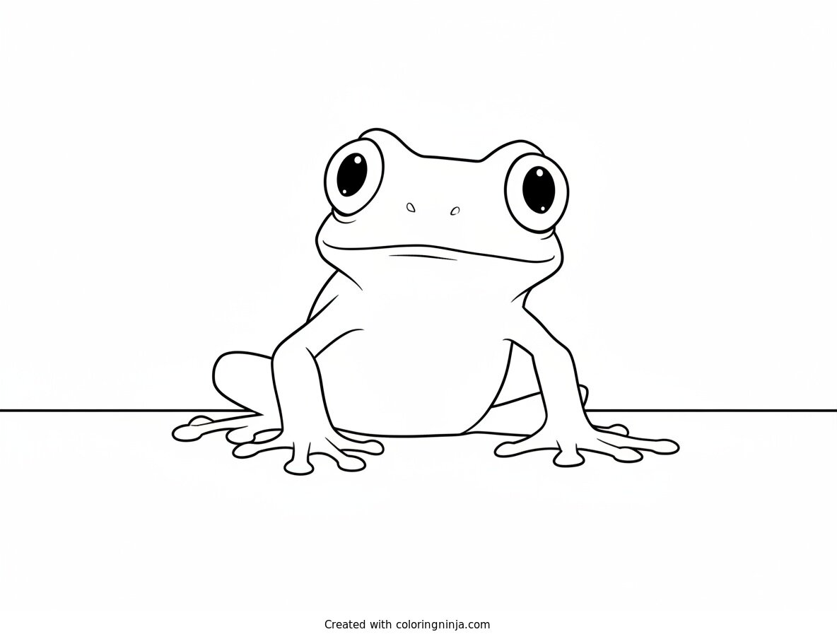 Coloring page of cute frog
