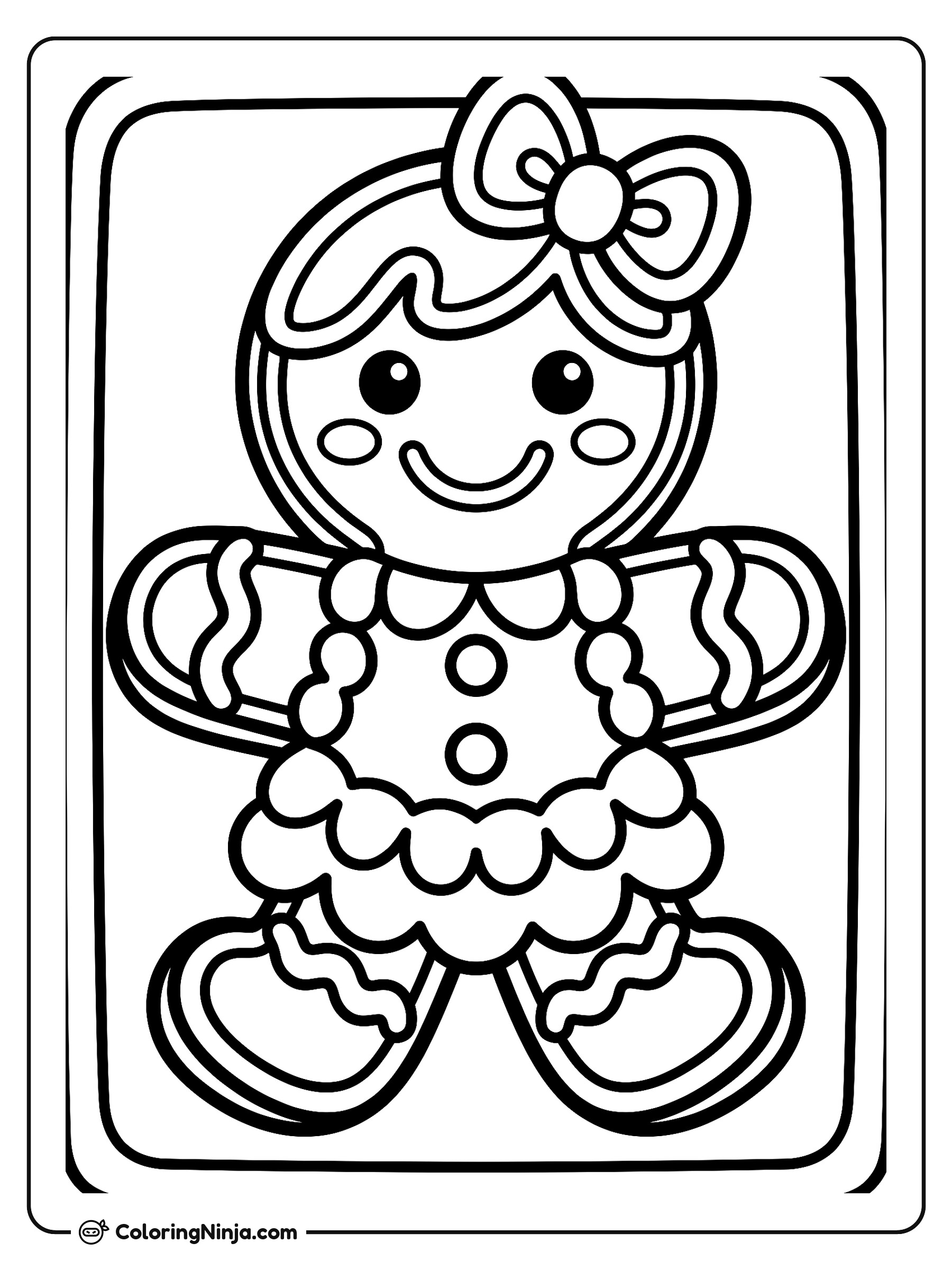 Galleta de jengibre con moño: dibujo para colorear