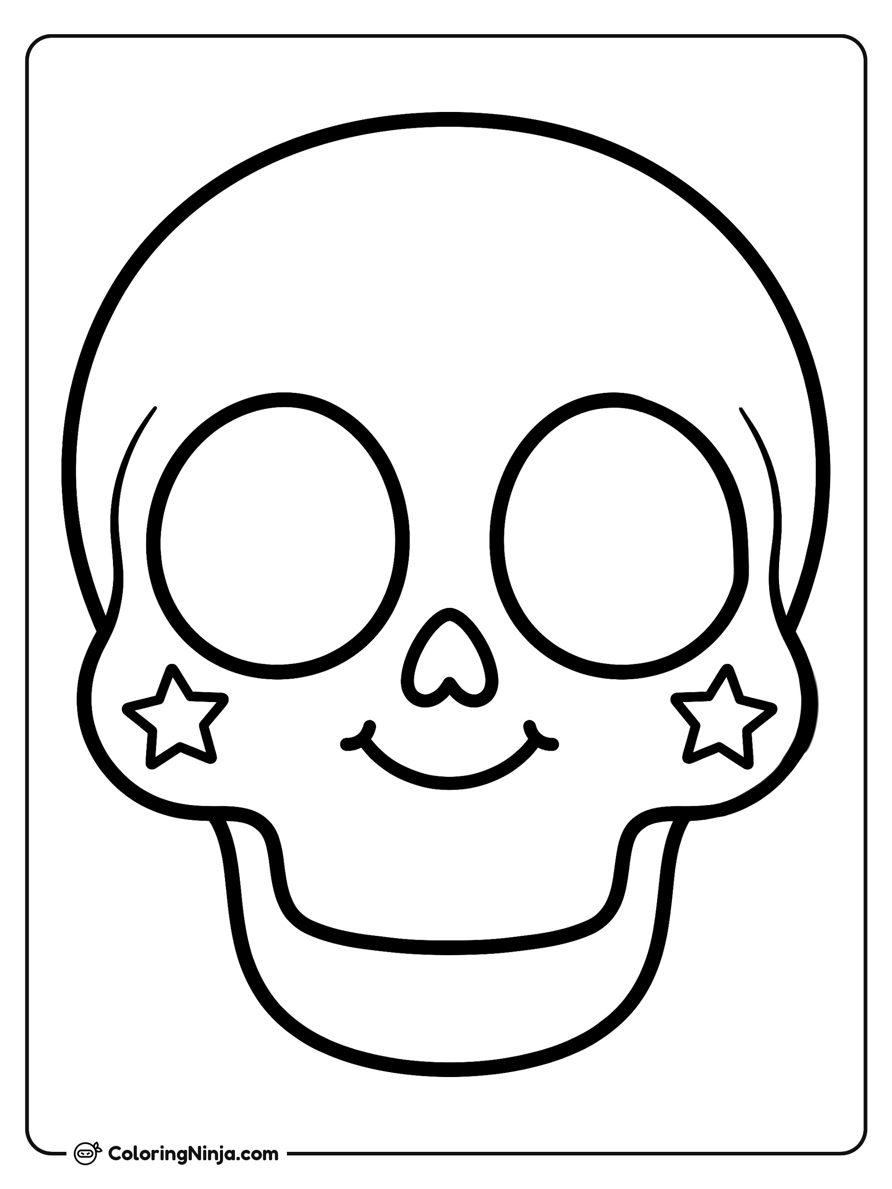 Cute Kawaii Sugar Skull Coloring Page