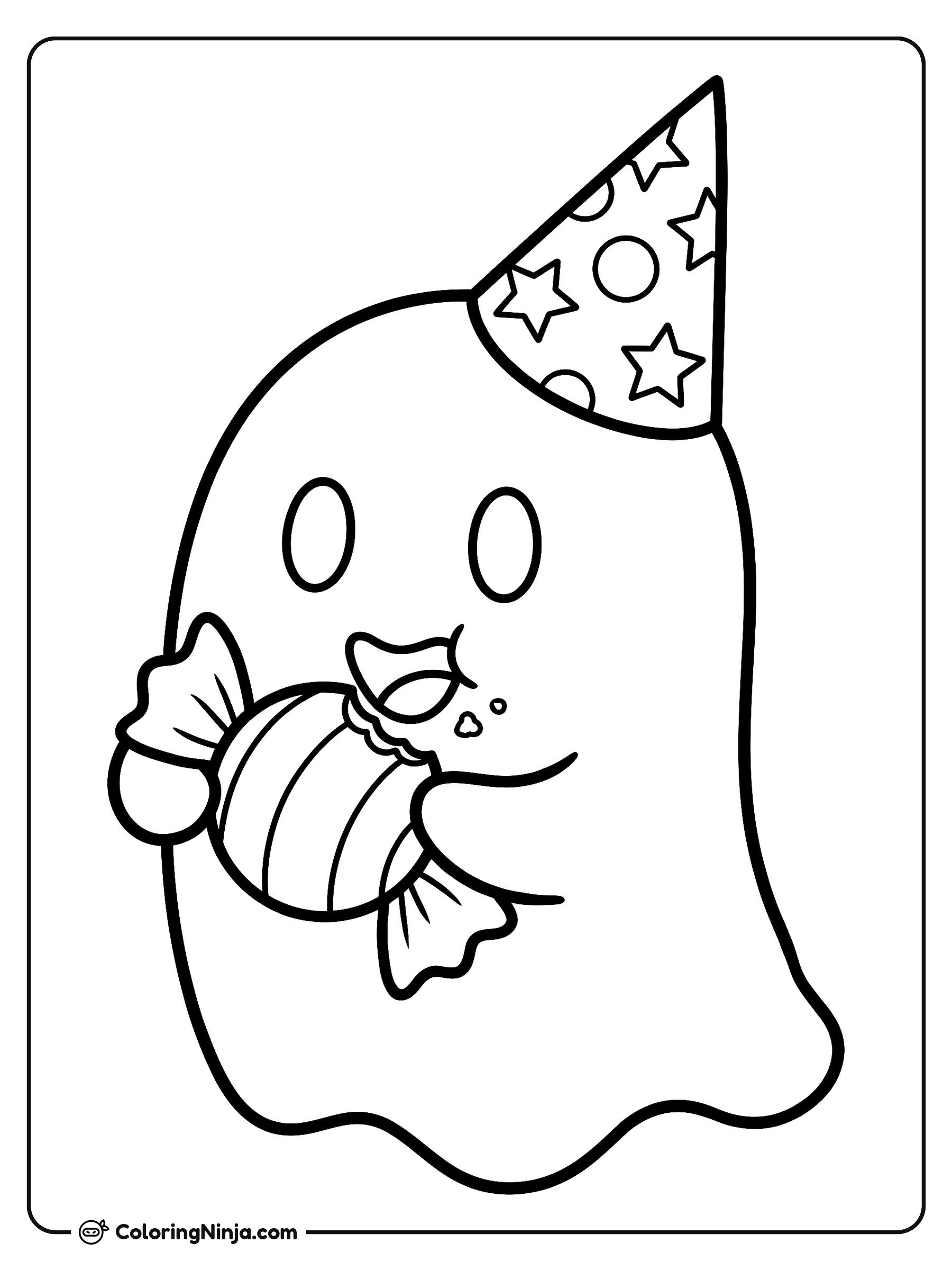 A Friendly Ghost Party Coloring Page