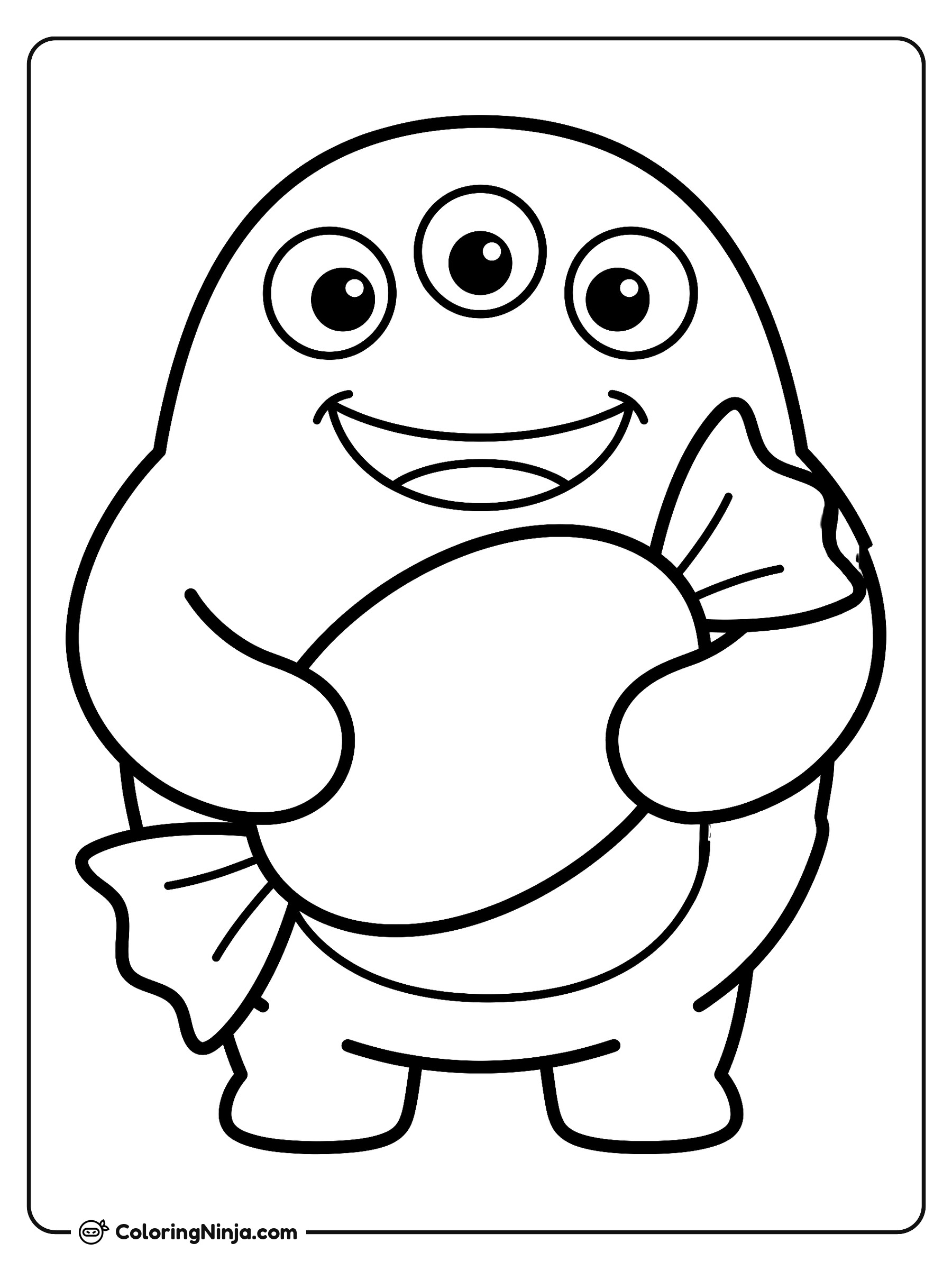 Three Eyed Sweet Tooth Monster Coloring Page