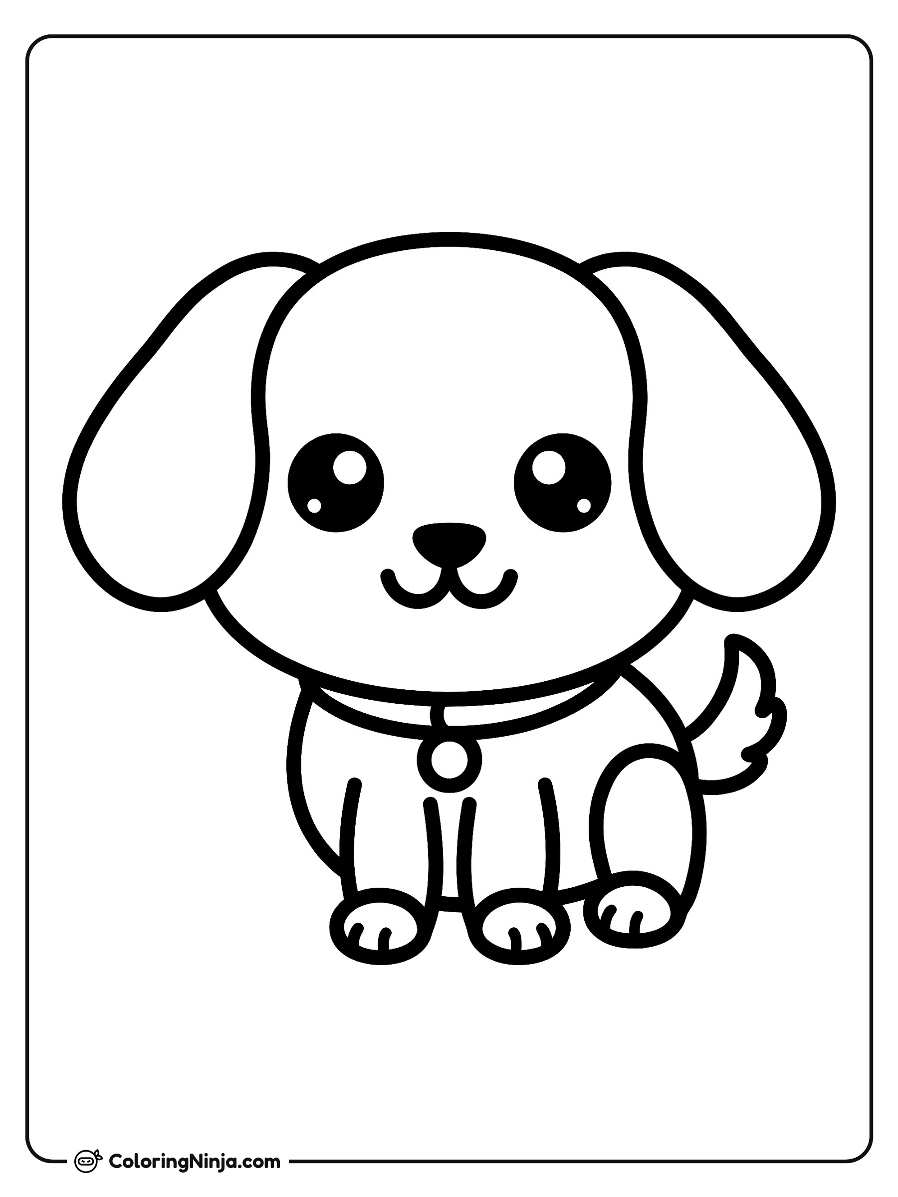 Perrito tierno con orejas caídas: dibujo para colorear
