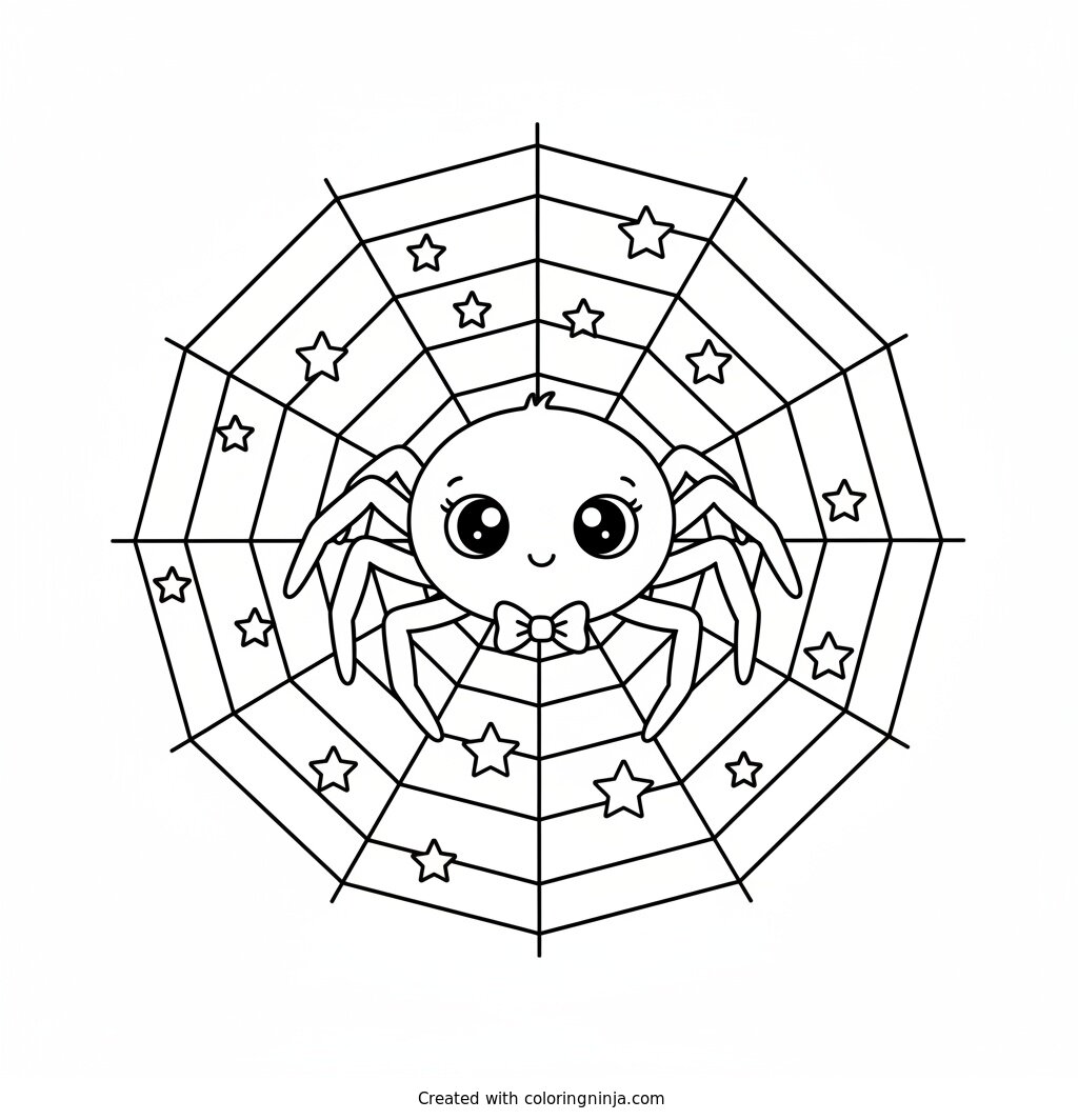 The Fancy Spider Web Coloring Page