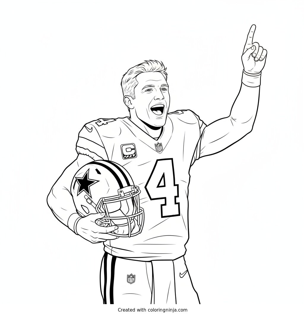 Dak Prescott Celebrating A Touchdown Coloring Page
