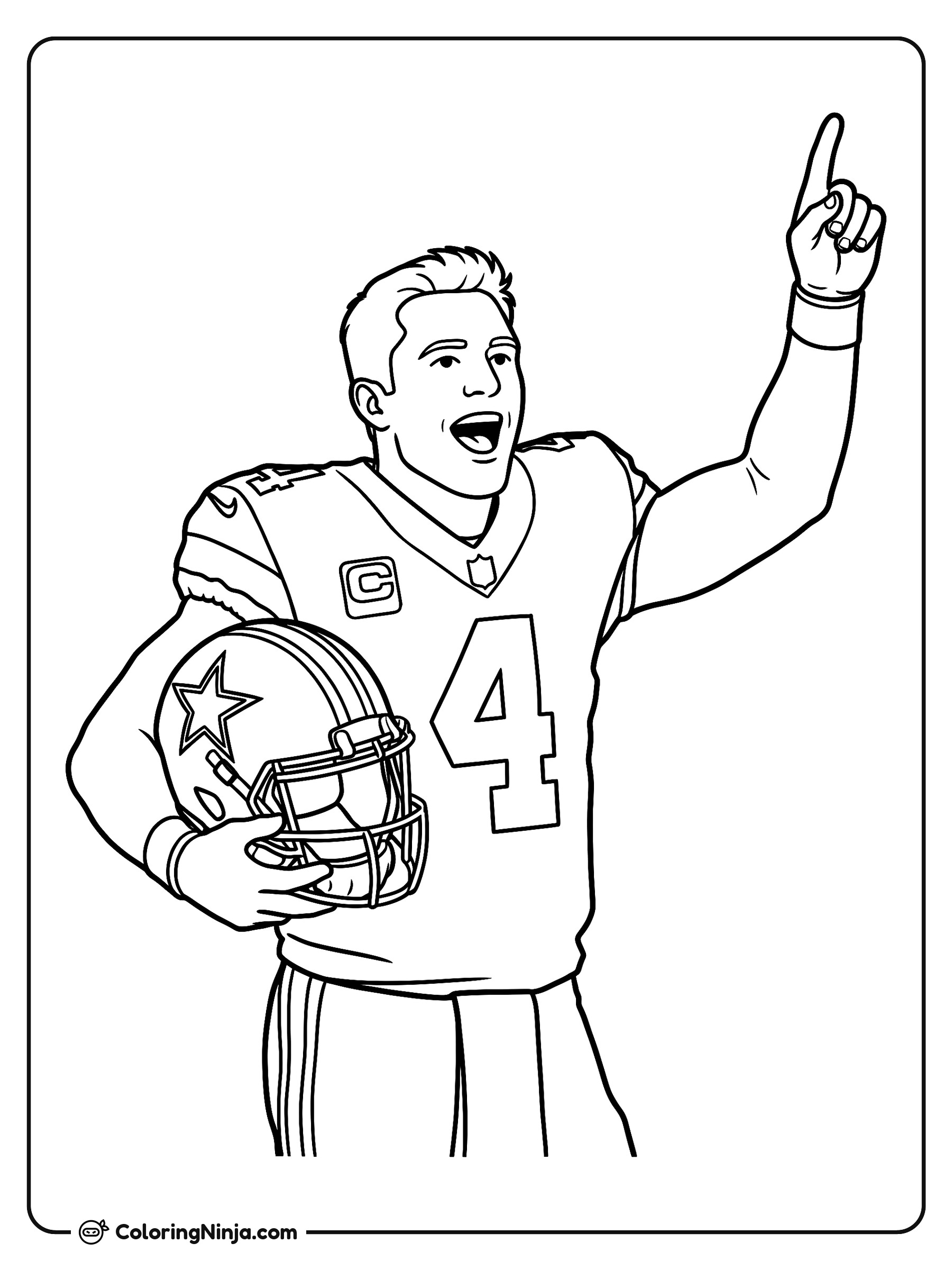 Dak Prescott celebrando un touchdown: dibujo para colorear