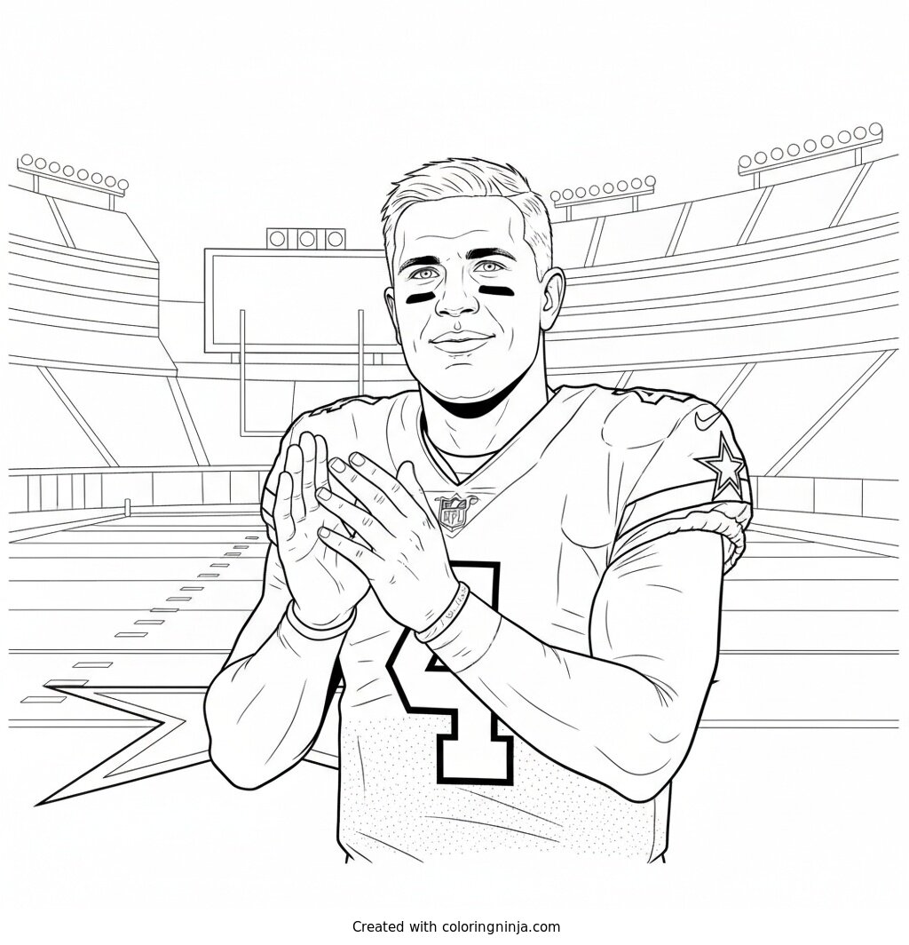 Dak Prescott Clapping On Field Coloring Page
