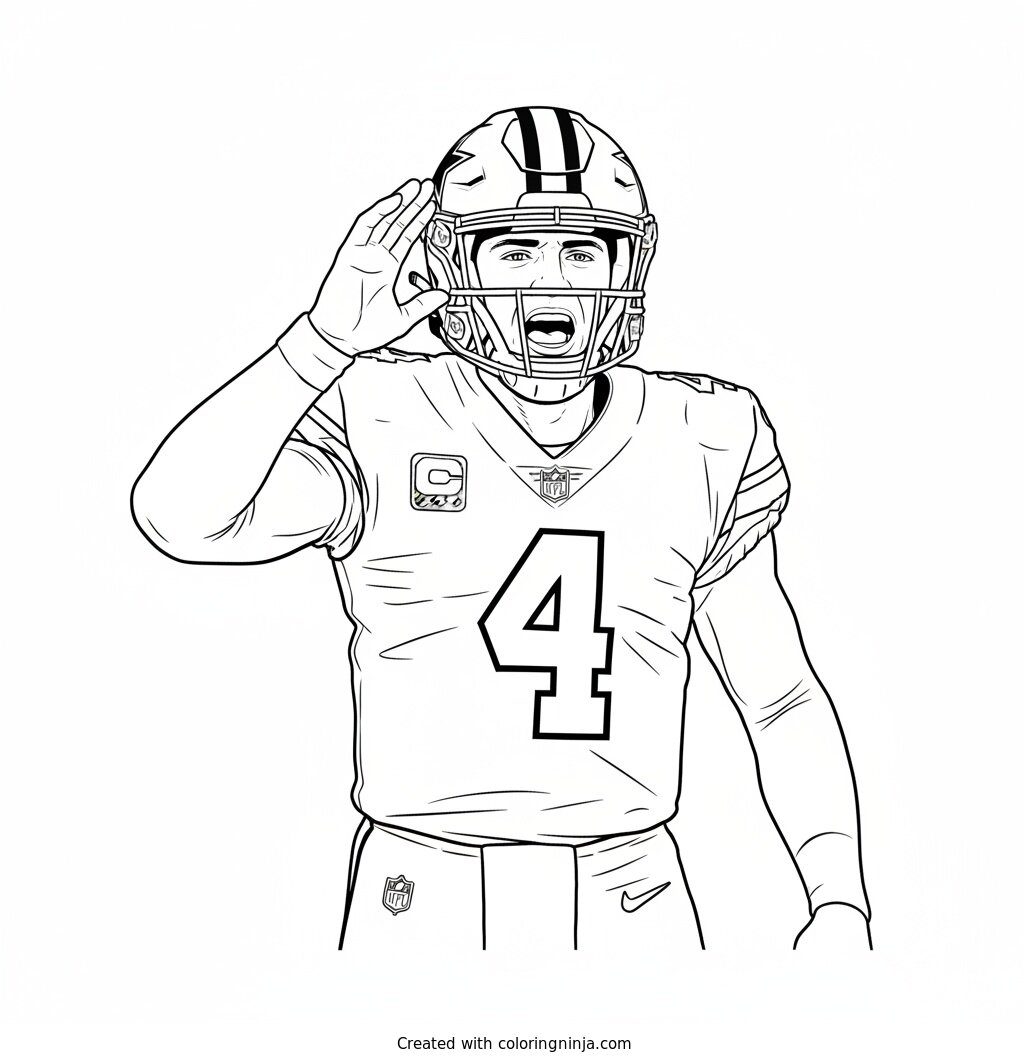 Dak Prescott Calling The Play Coloring Page