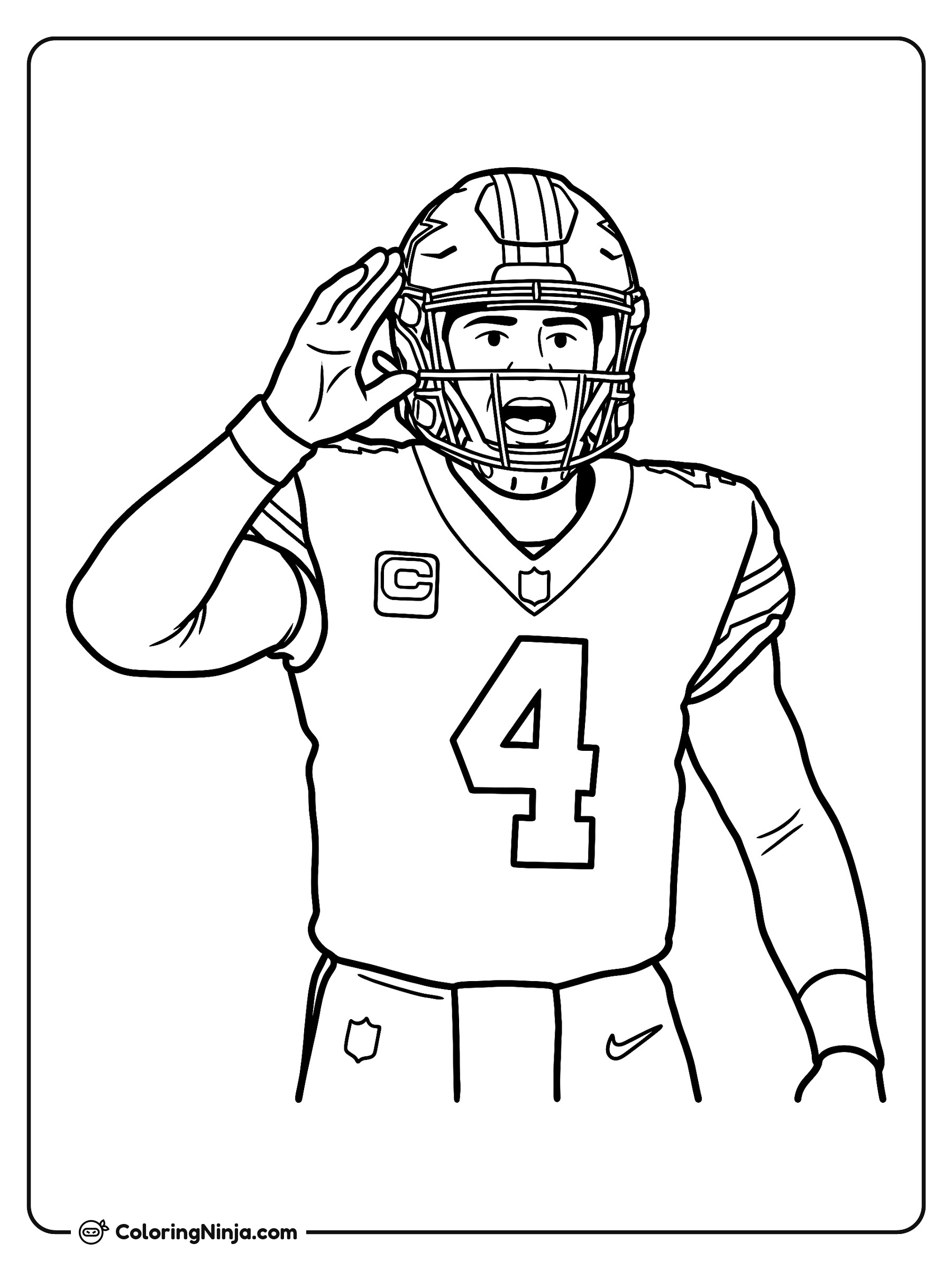 Dak Prescott marcando una jugada: dibujo para colorear