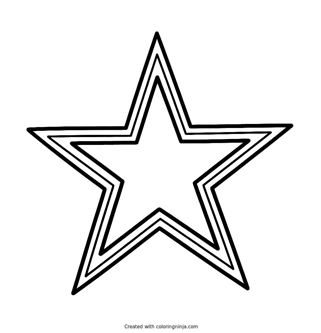 Logo de los Dallas Cowboys, dibujo para colorear: El logo de los Dallas Cowboys presenta una clásica estrella de cinco puntas con bordes concéntricos.