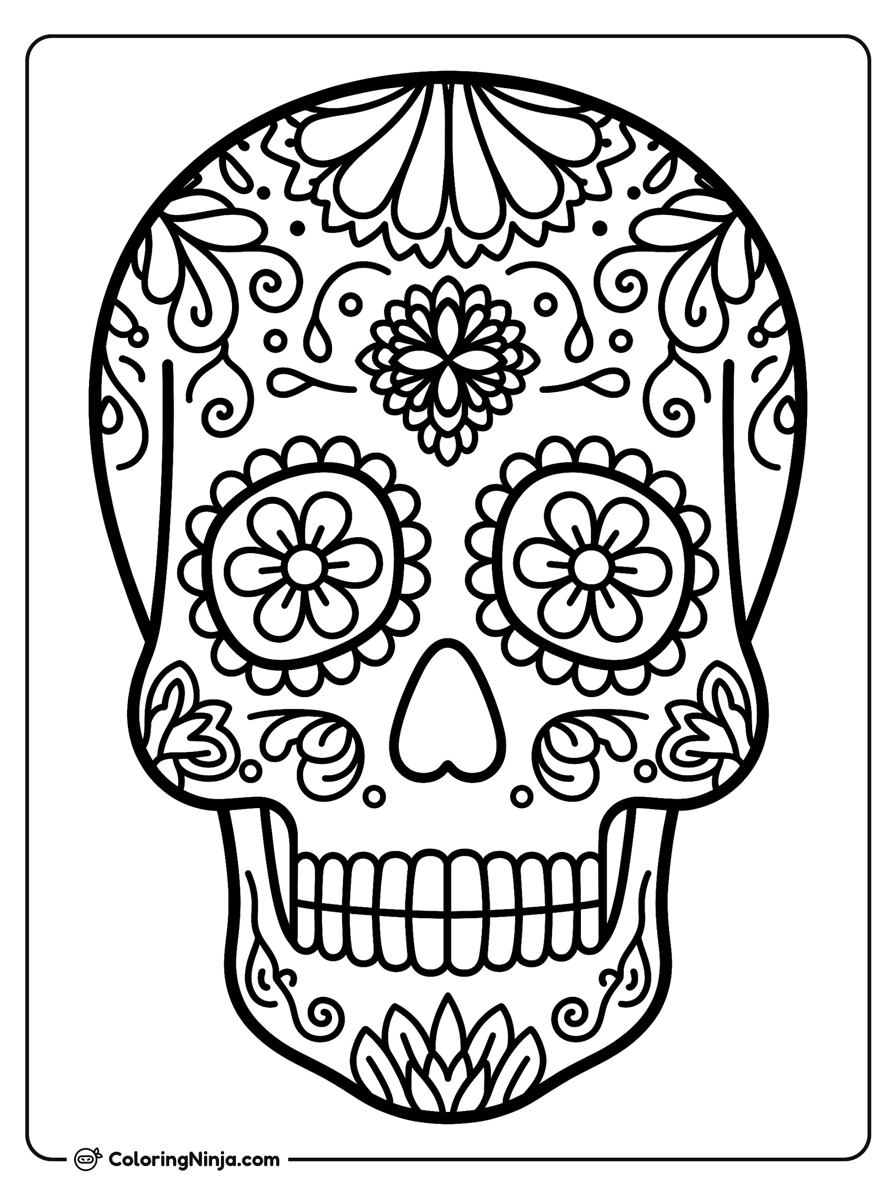 Calavera de Azúcar de Día de Muertos: dibujo para colorear