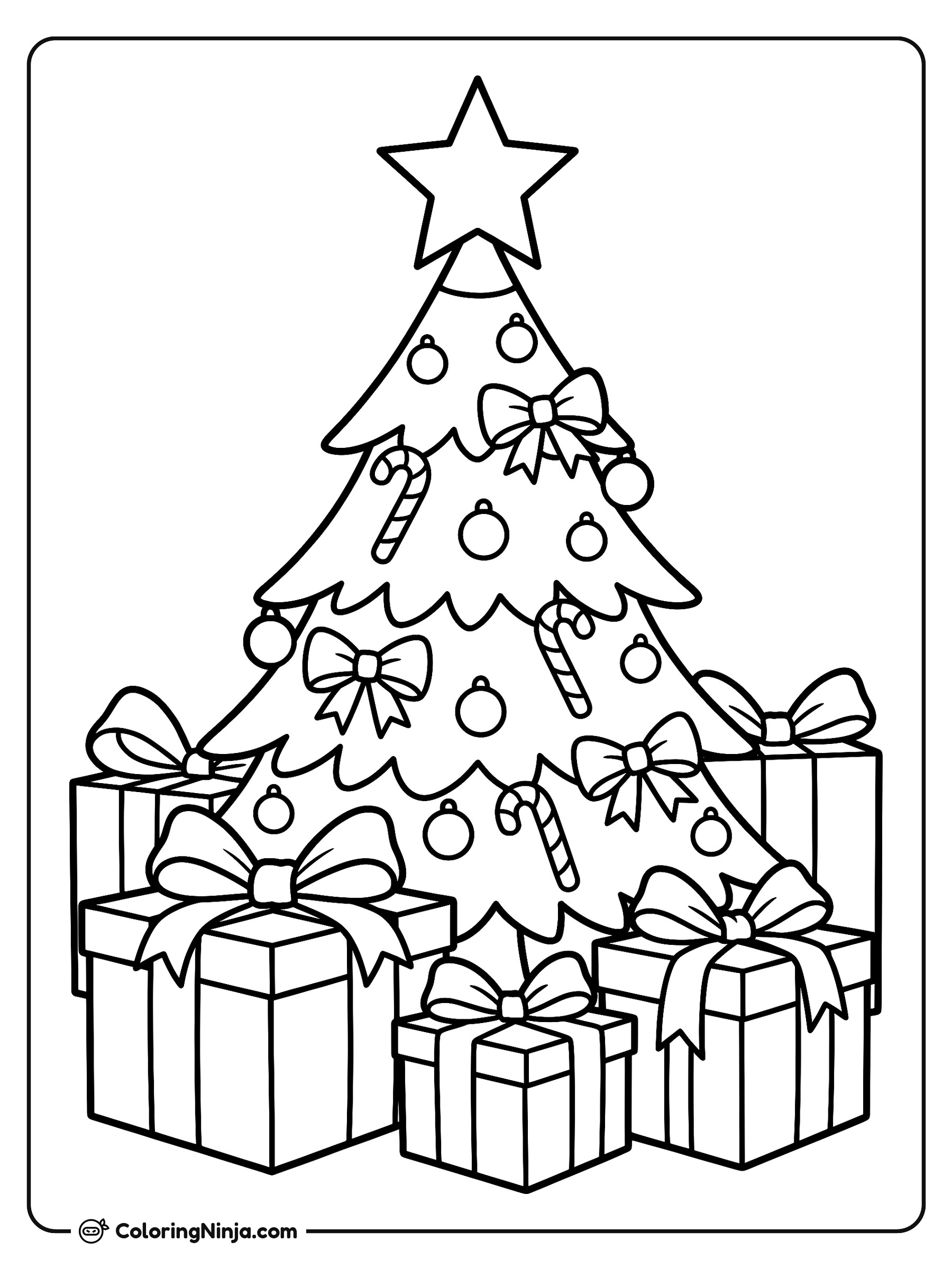 Árbol de Navidad con Estrella Radiante: dibujo para colorear