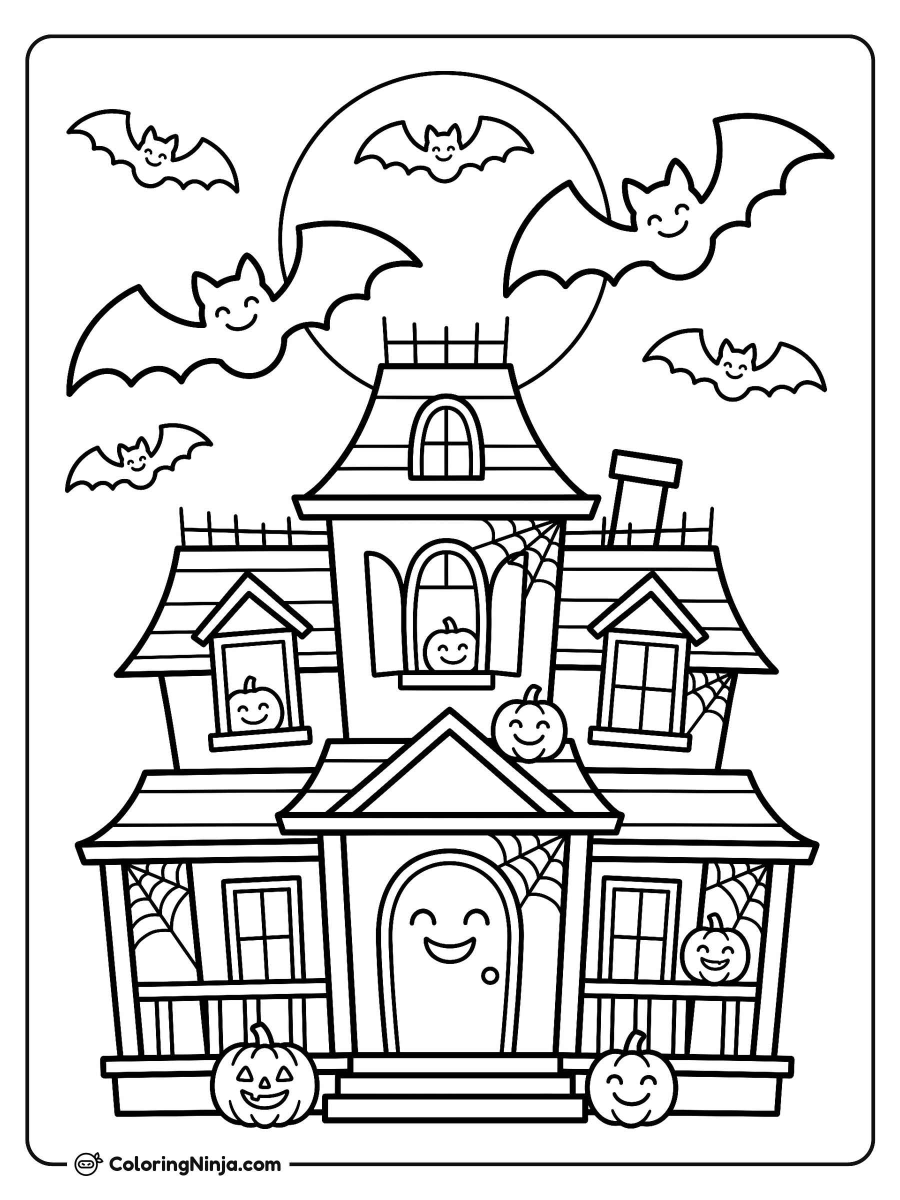 The Midnight Haunted House Coloring Page