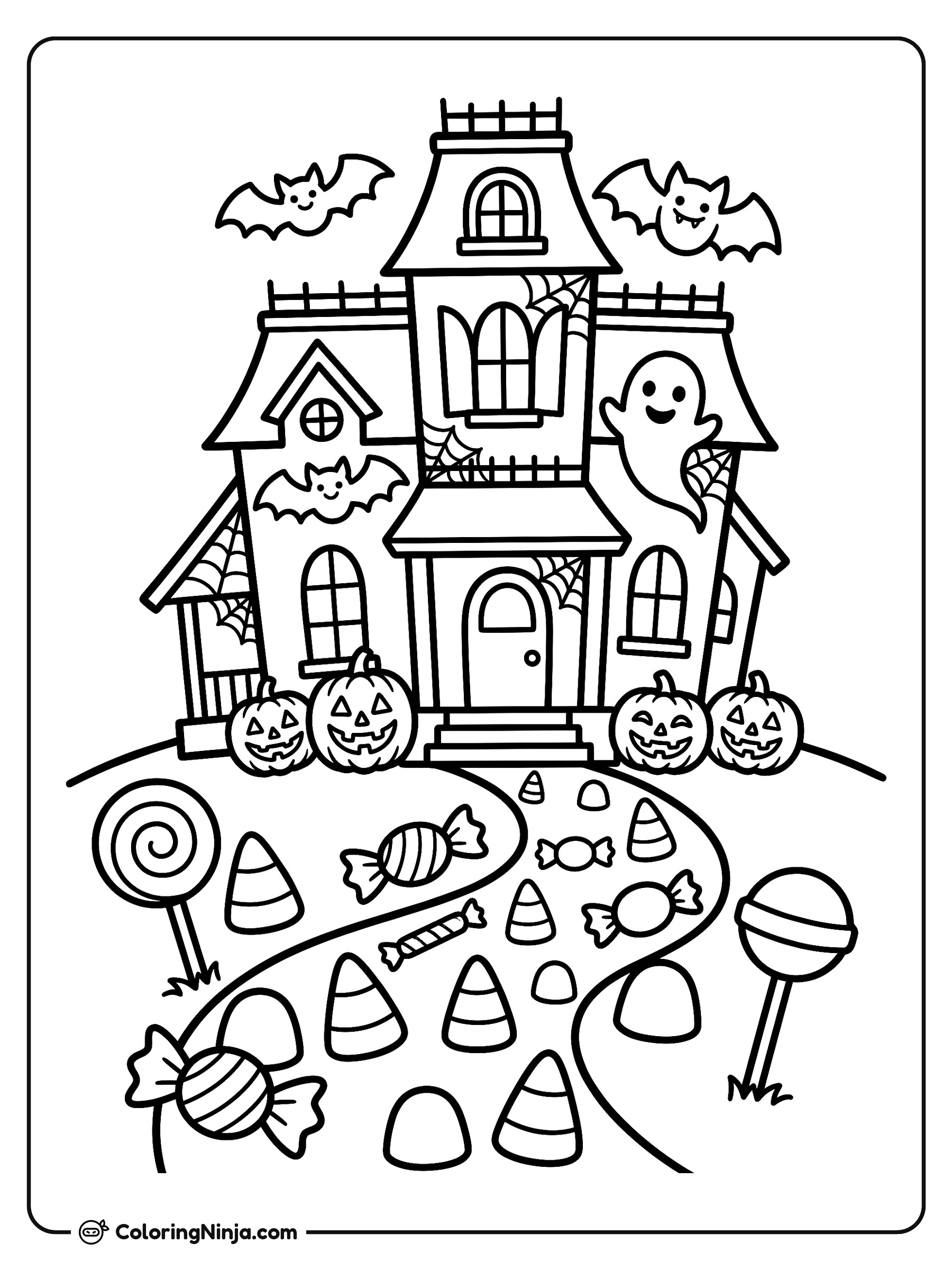 Sweet Treats Haunted House Coloring Page
