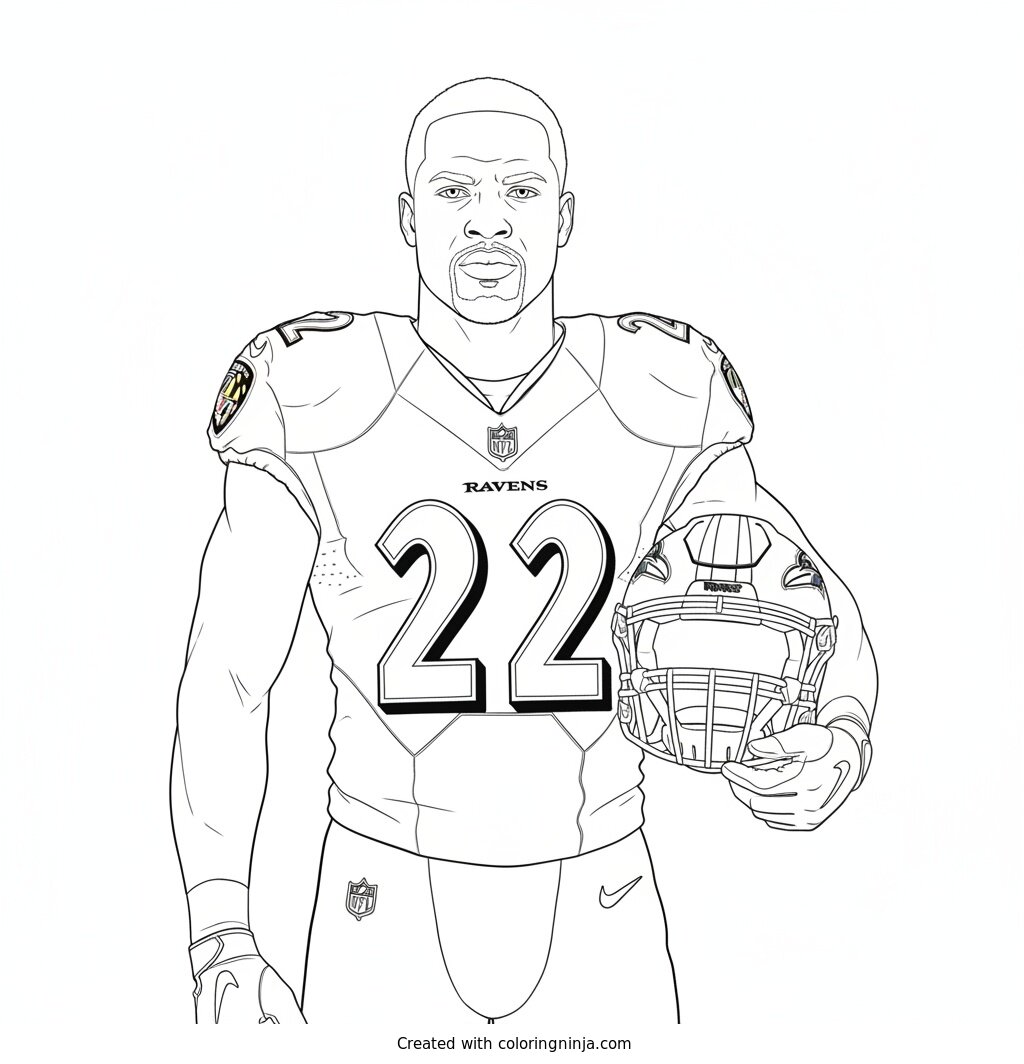Derrick Henry Helmet Portrait Coloring Page