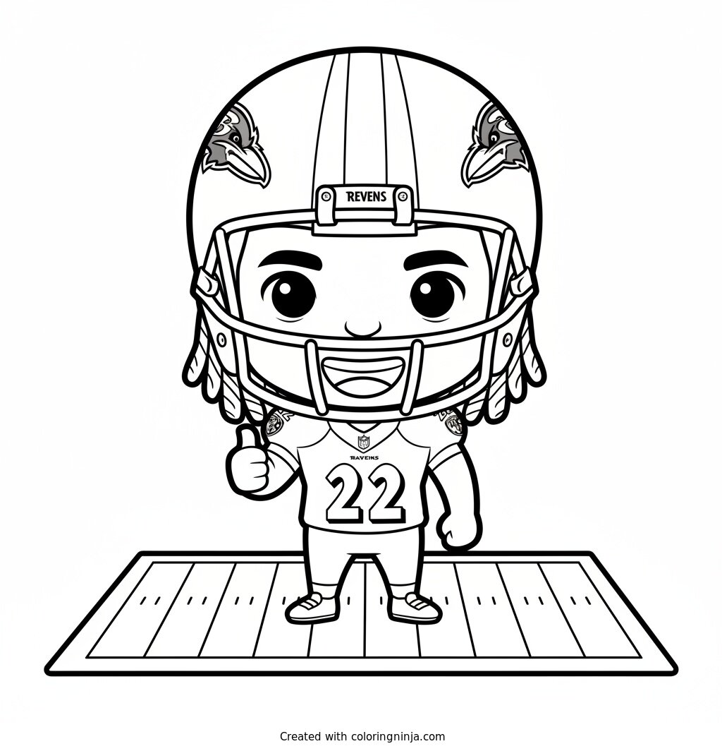 Derrick Henry Cartoon Mascot Coloring Page