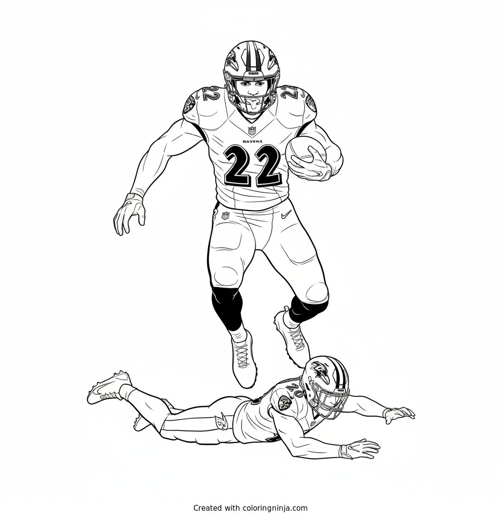 Derrick Henry Hurdles Defender Coloring Page