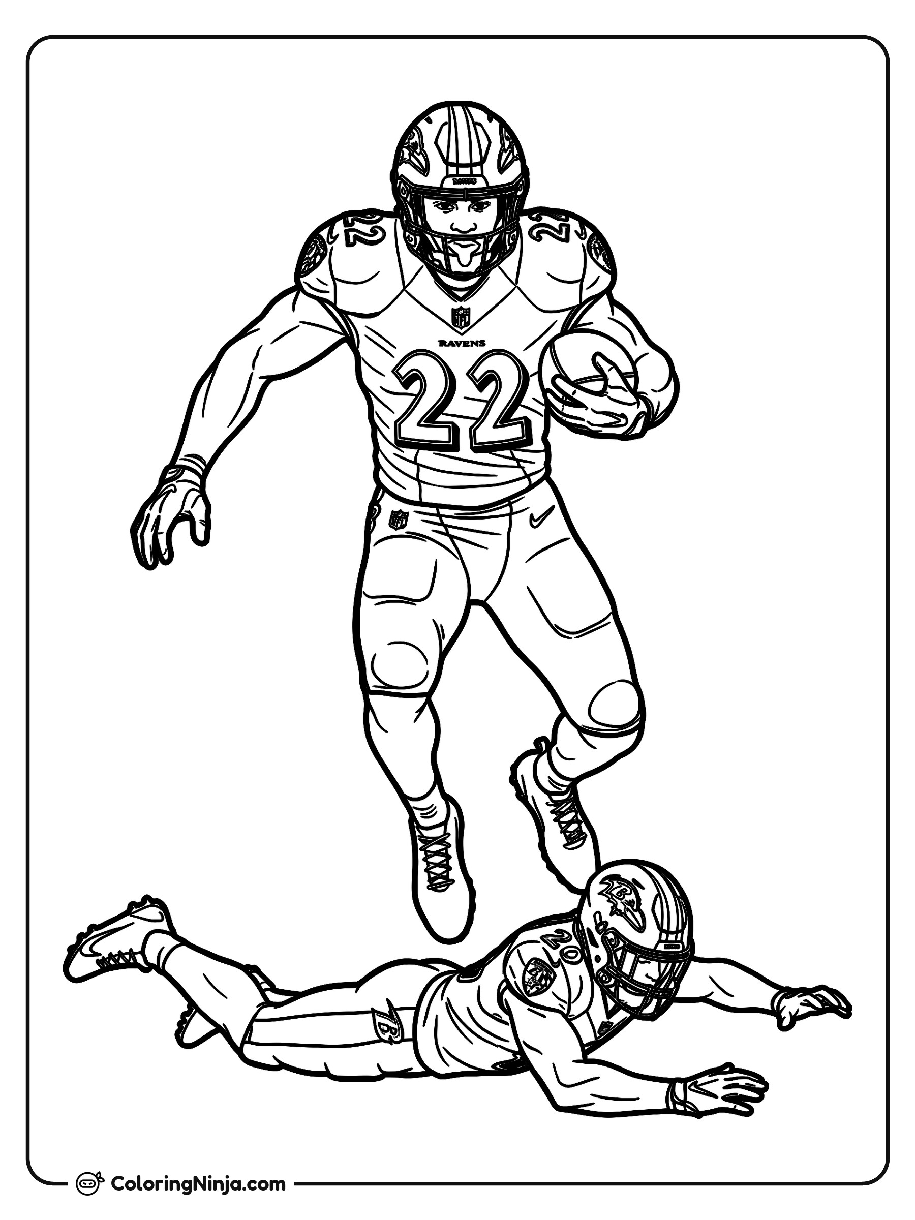 Derrick Henry saltando a un defensor: dibujo para colorear