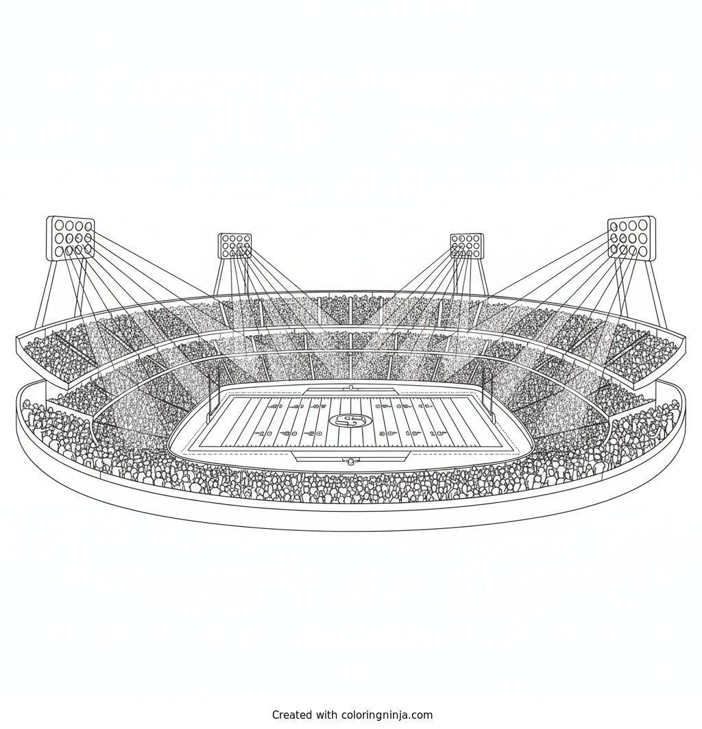 Big Game Night Stadium Coloring Page